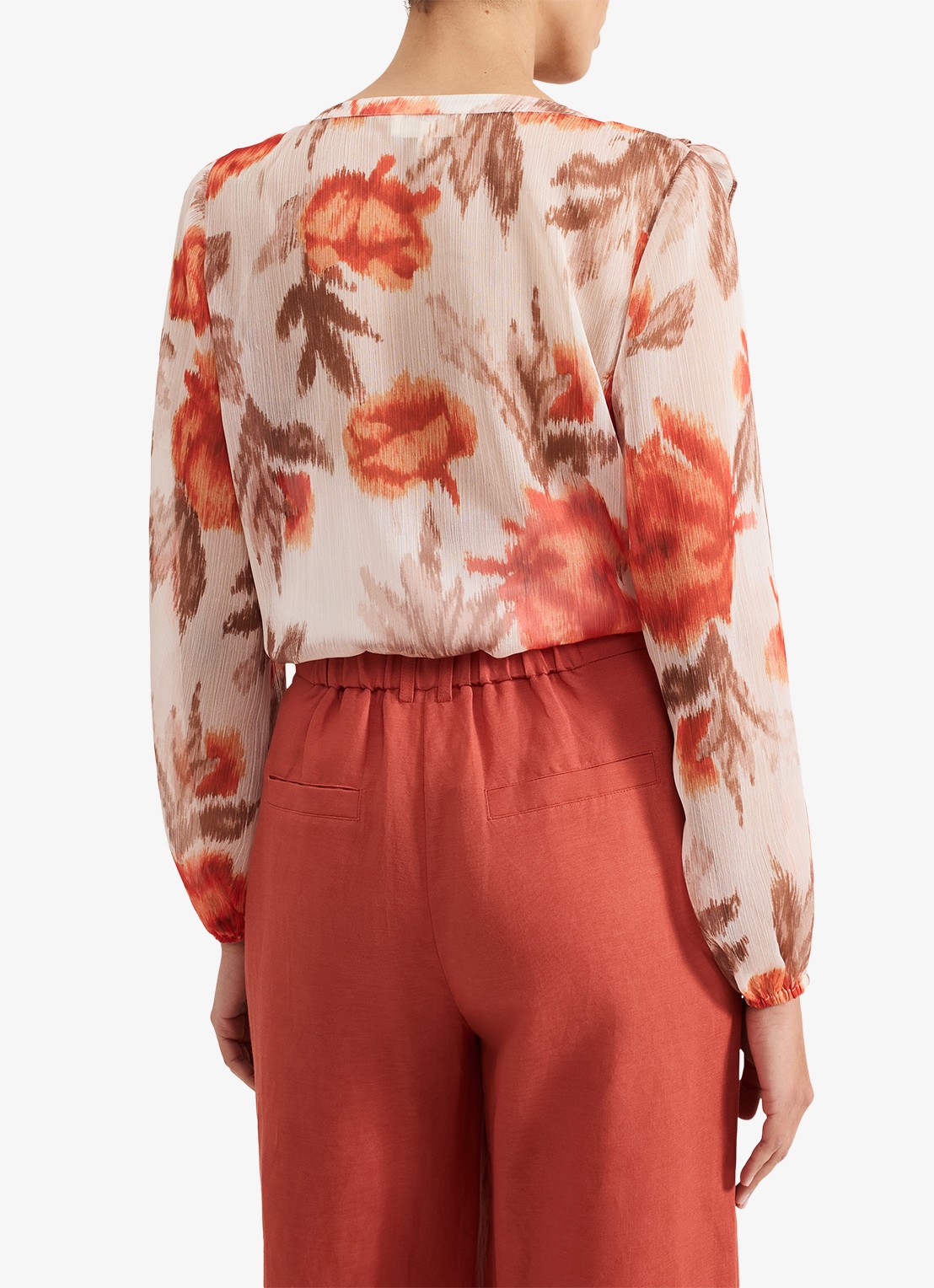 Phase Eight Ivana semi-transparante tuniek met volant - achterkant 7 orange