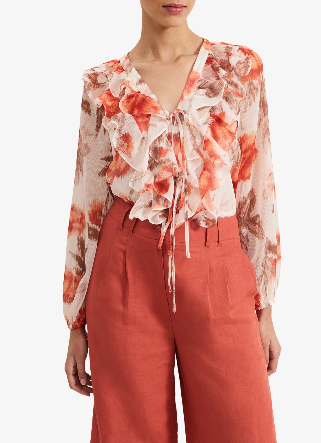 Phase Eight Ivana semi-transparante tuniek met volant - detail 3 orange
