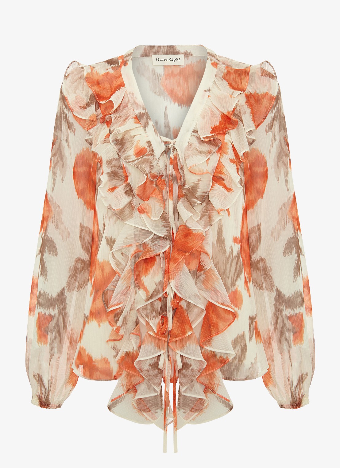 Phase Eight Ivana semi-transparante tuniek met volant - voorkant orange
