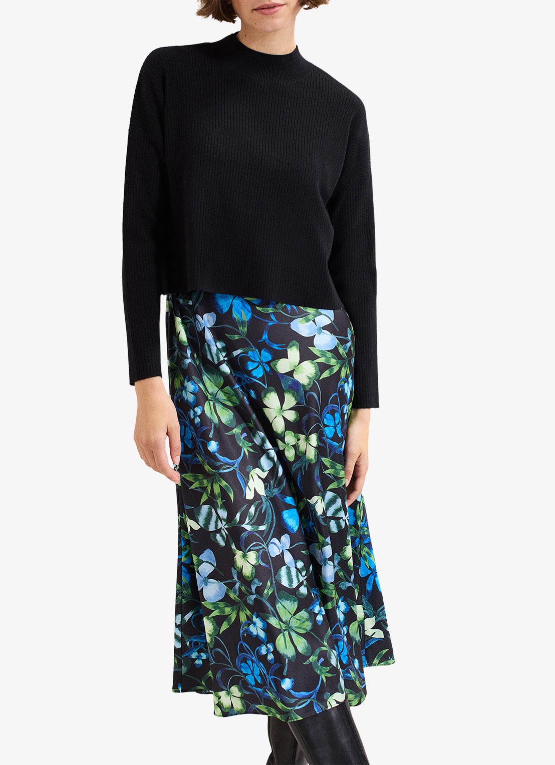 Phase Eight Izzy midi jurk met bloemenprint 2-delig - detail 2 donkerblauw