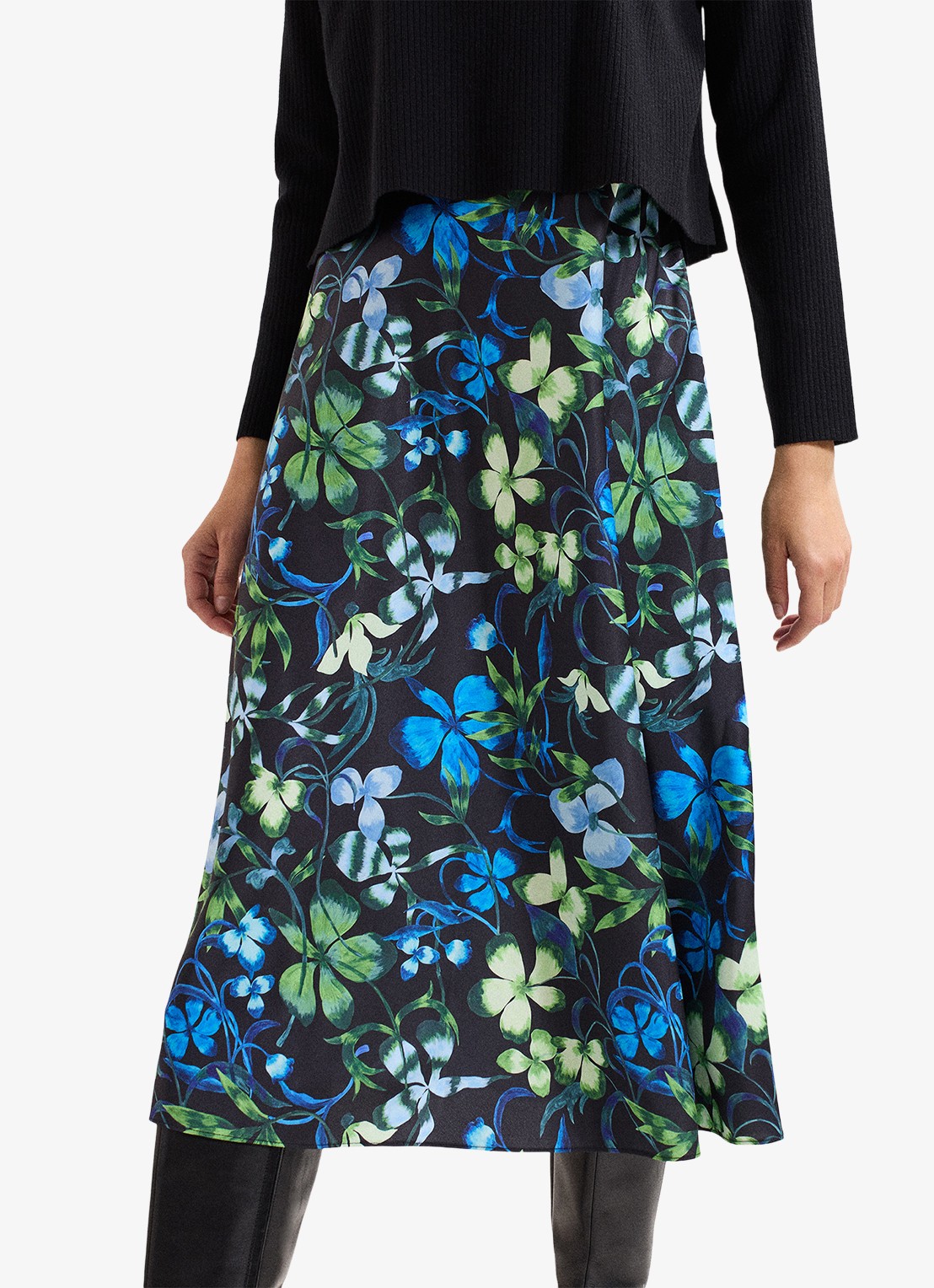Phase Eight Izzy midi jurk met bloemenprint 2-delig - detail 3 donkerblauw