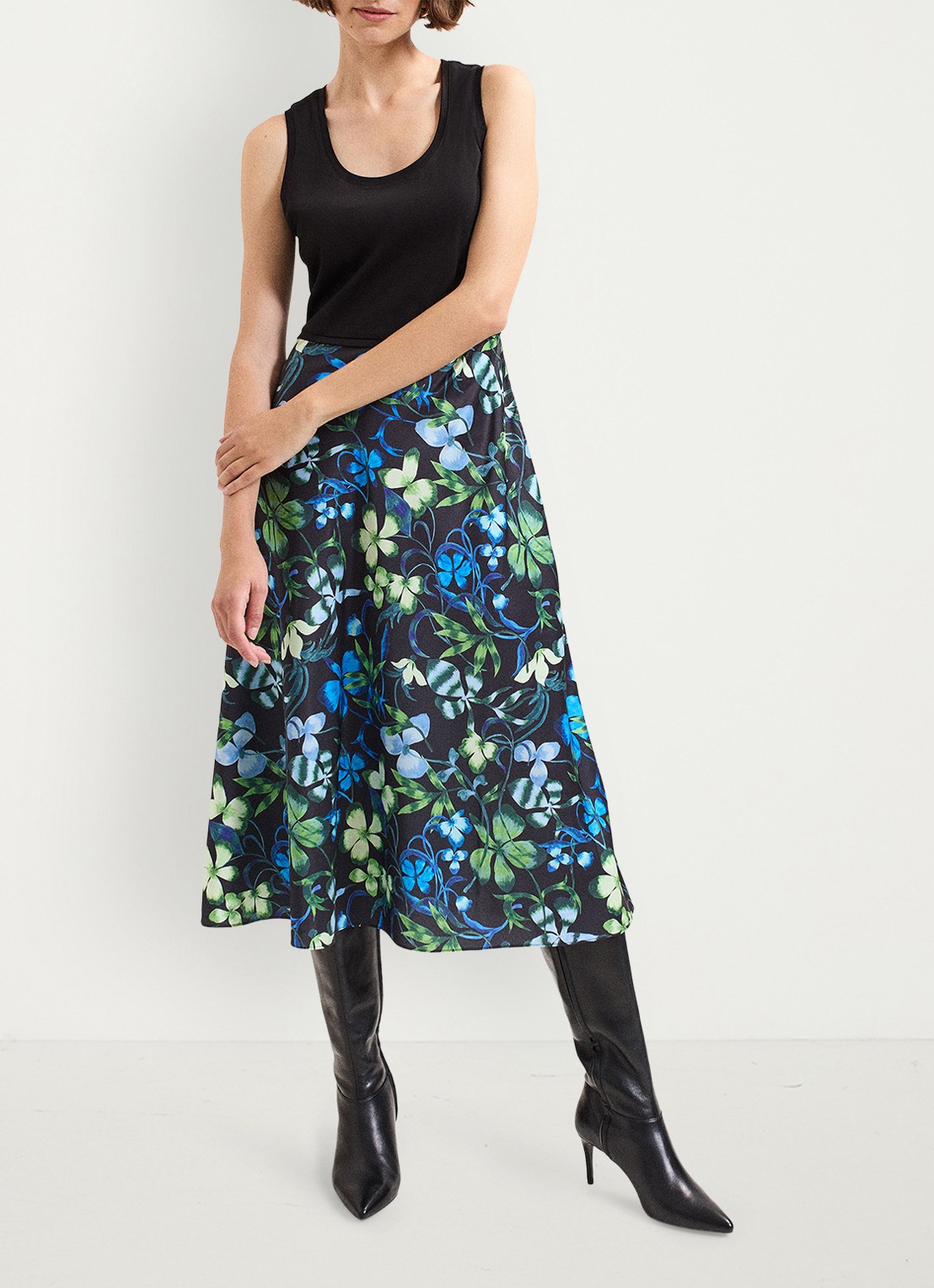 Phase Eight Izzy midi jurk met bloemenprint 2-delig - detail 5 donkerblauw