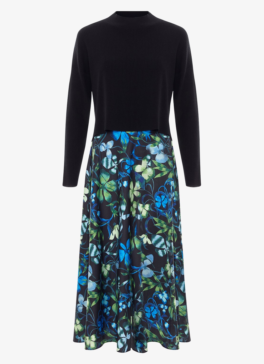 Phase Eight Izzy midi jurk met bloemenprint 2-delig - voorkant 6 donkerblauw