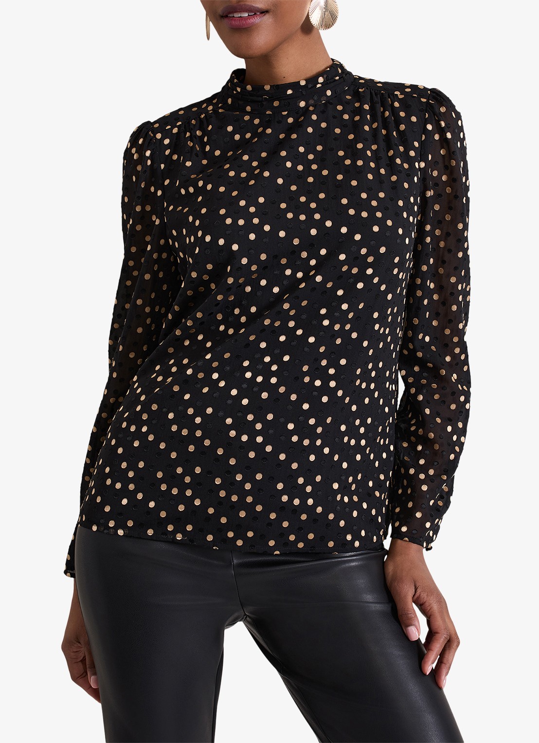 Phase Eight Jacey tuniek met stippenprint - detail 4 zwart