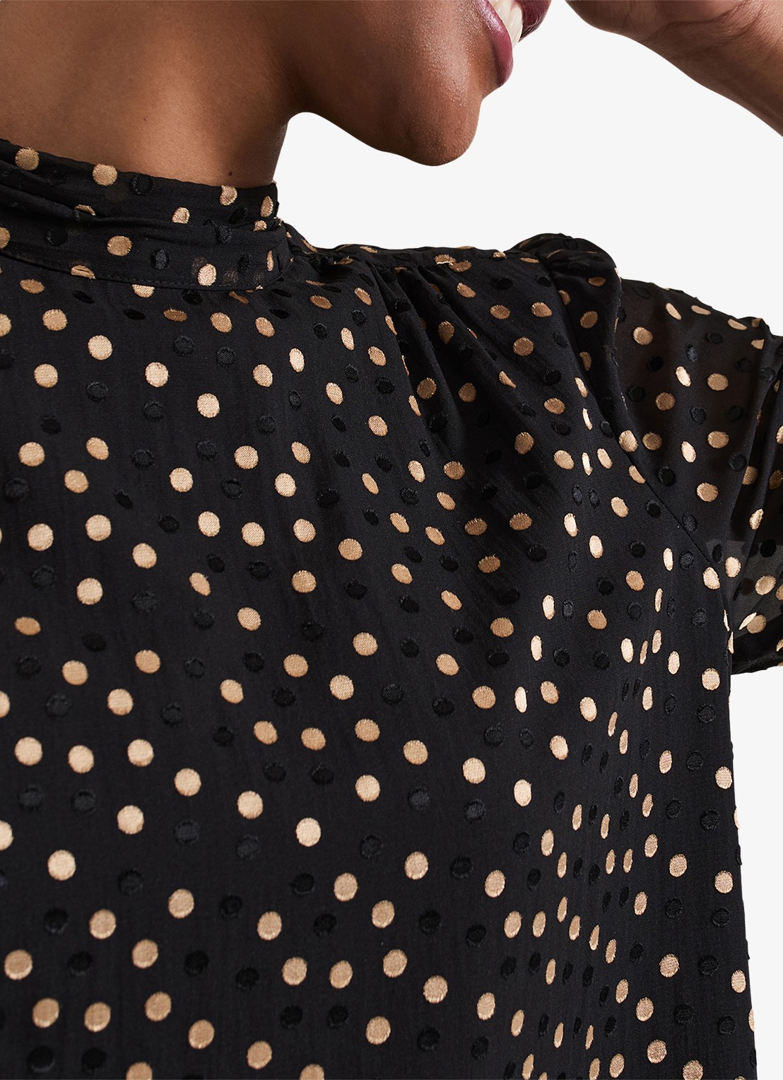 Phase Eight Jacey tuniek met stippenprint - detail 5 zwart