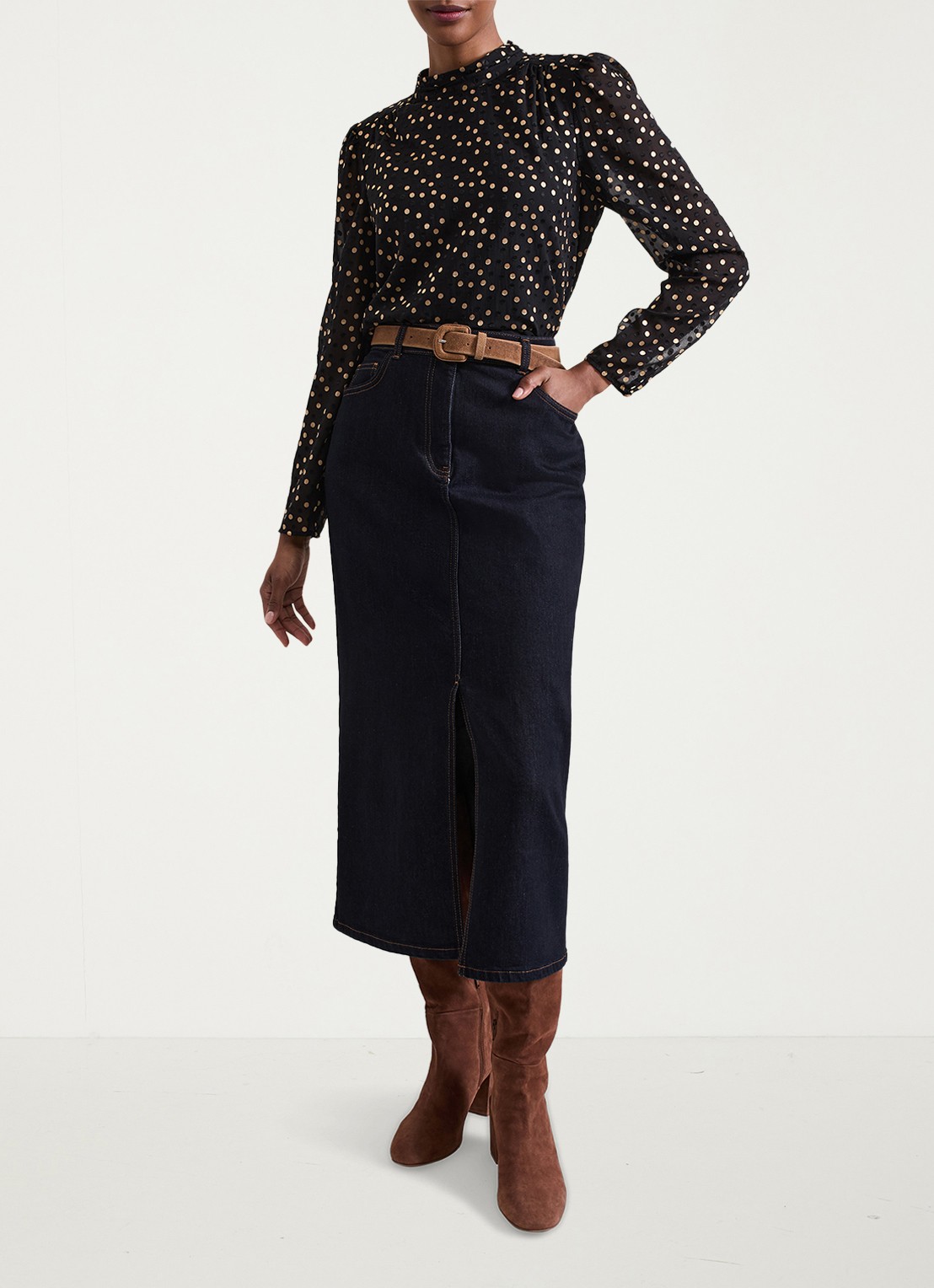 Phase Eight Jacey tuniek met stippenprint - detail 8 zwart