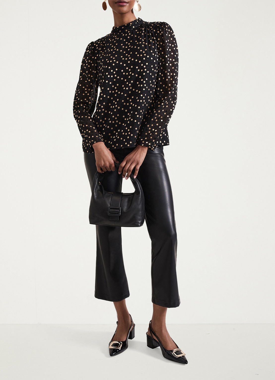 Phase Eight Jacey tuniek met stippenprint - voorkant 3 zwart