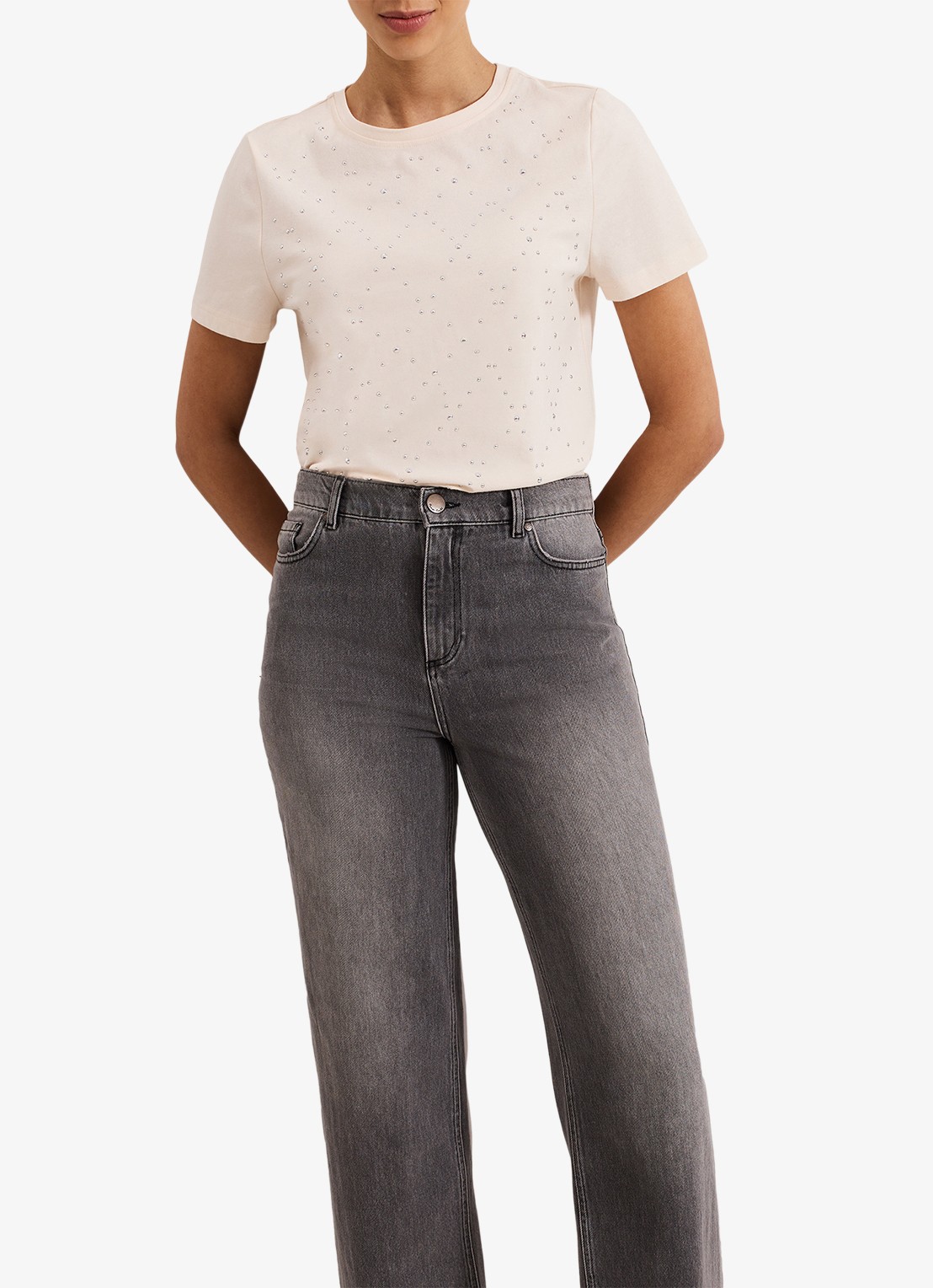 Phase Eight Jada t-shirt met studs - detail 4 wit