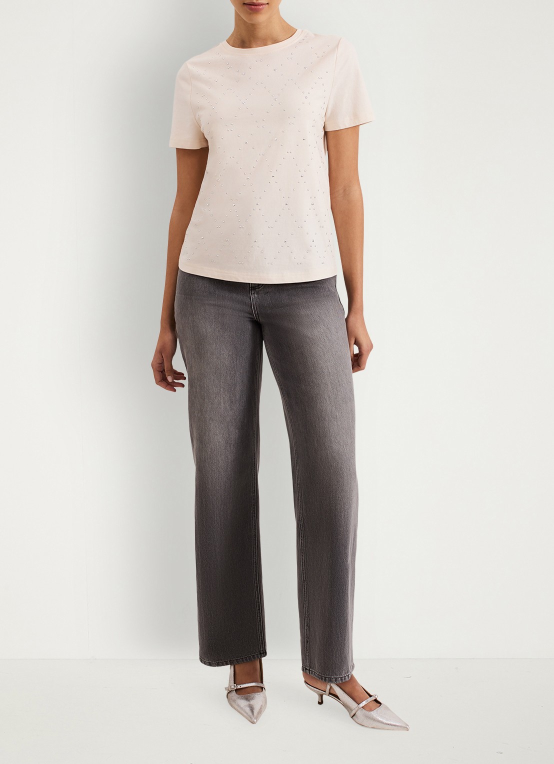 Phase Eight Jada t-shirt met studs - voorkant 3 wit
