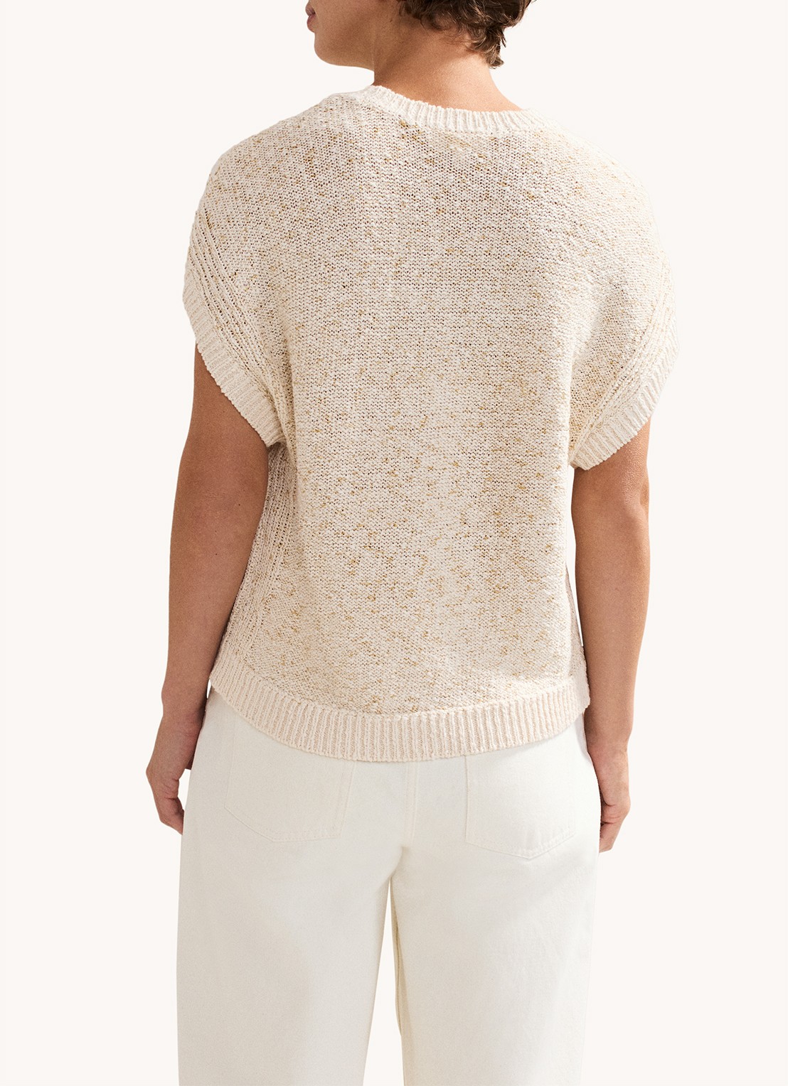 Phase Eight Janet grofgebreide pullover met structuur - achterkant 8 creme