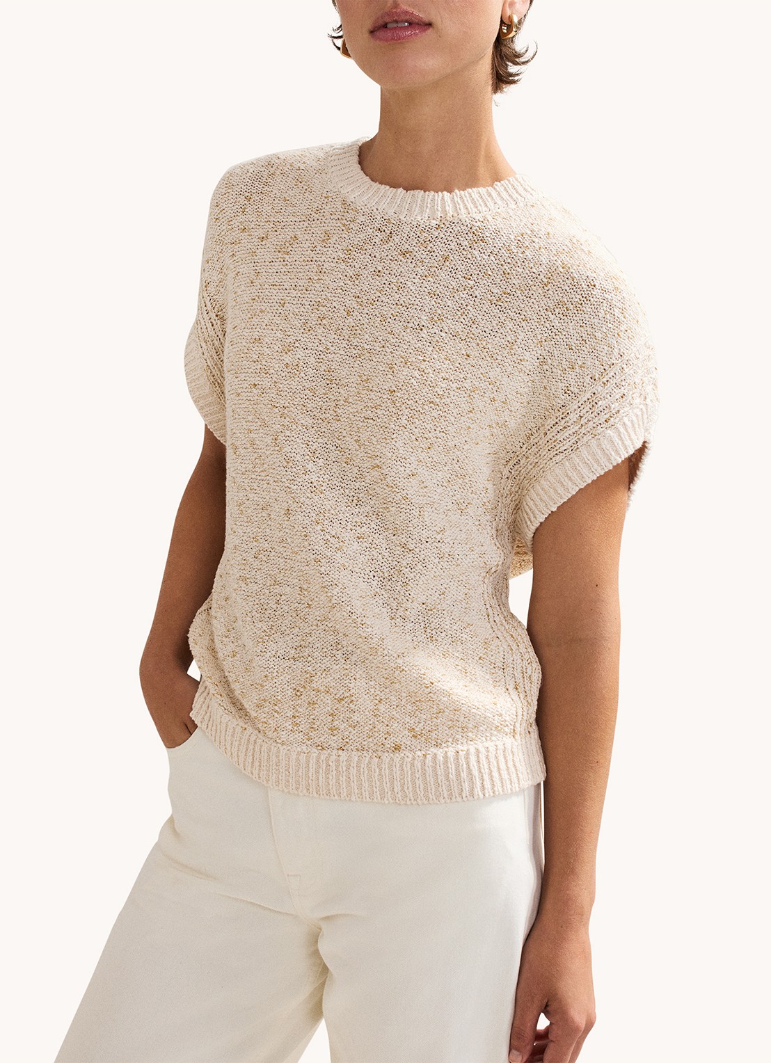 Phase Eight Janet grofgebreide pullover met structuur - detail 3 creme