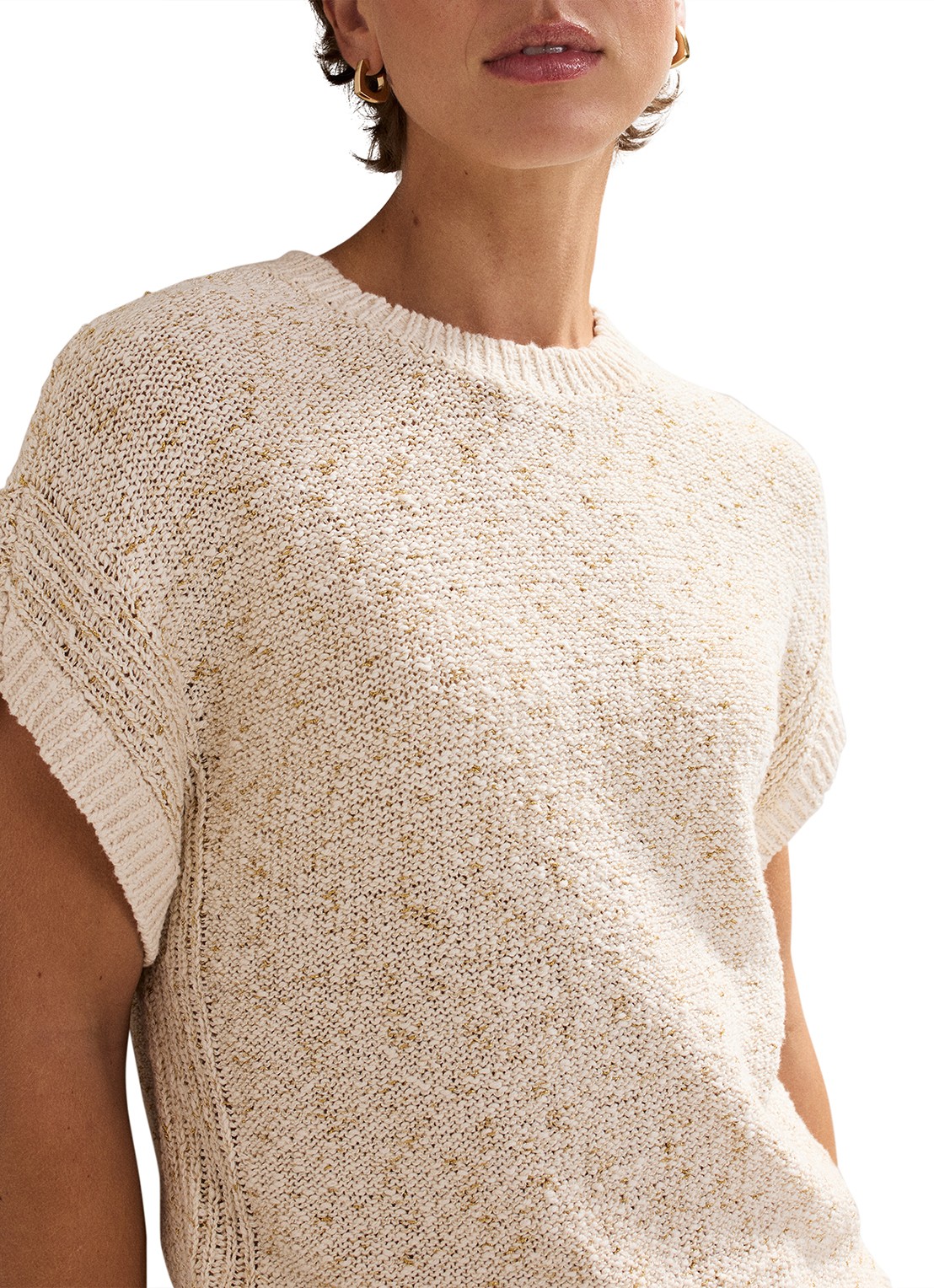 Phase Eight Janet grofgebreide pullover met structuur - detail 4 creme