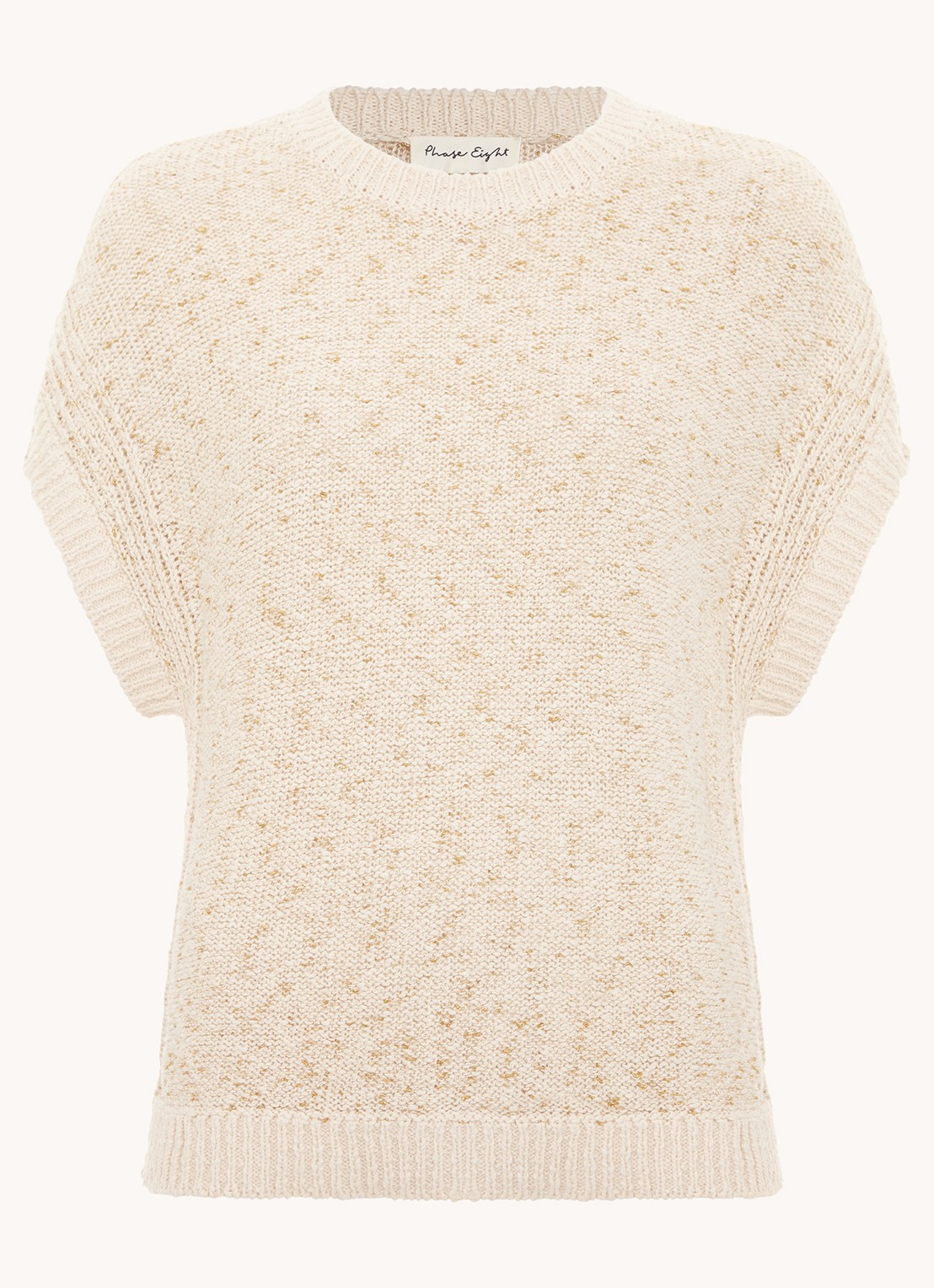 Phase Eight Janet grofgebreide pullover met structuur - voorkant creme