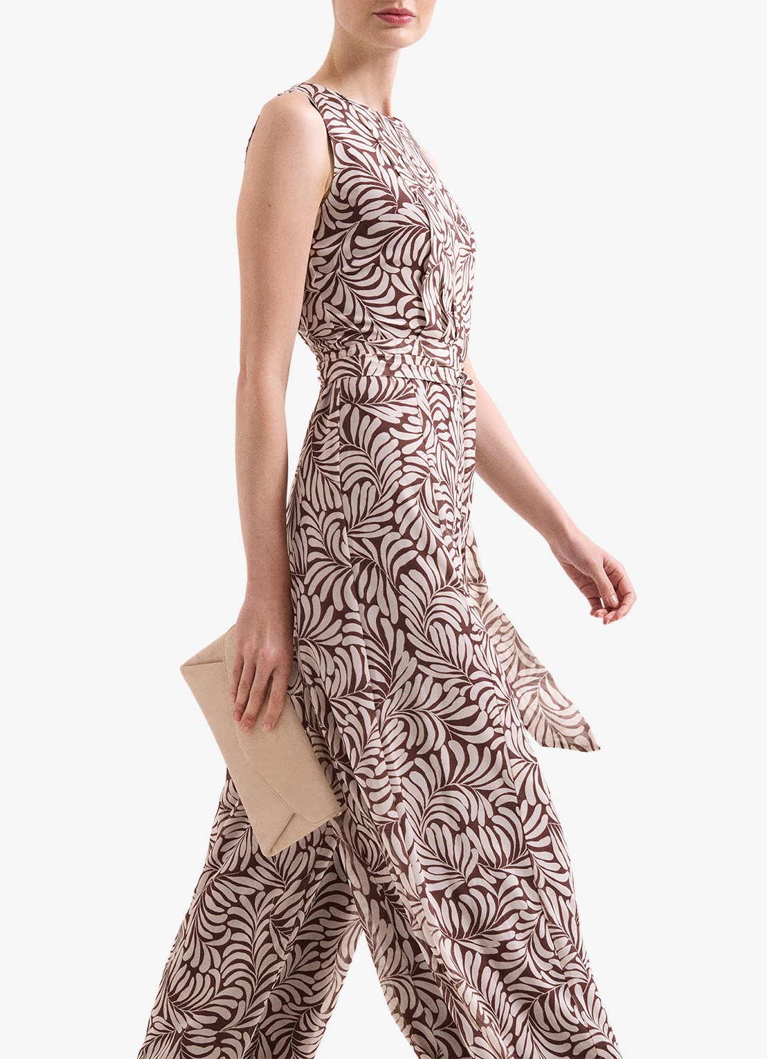 Phase Eight Janine wide fit jumpsuit met bloemenprint - detail 3 lichtbruin