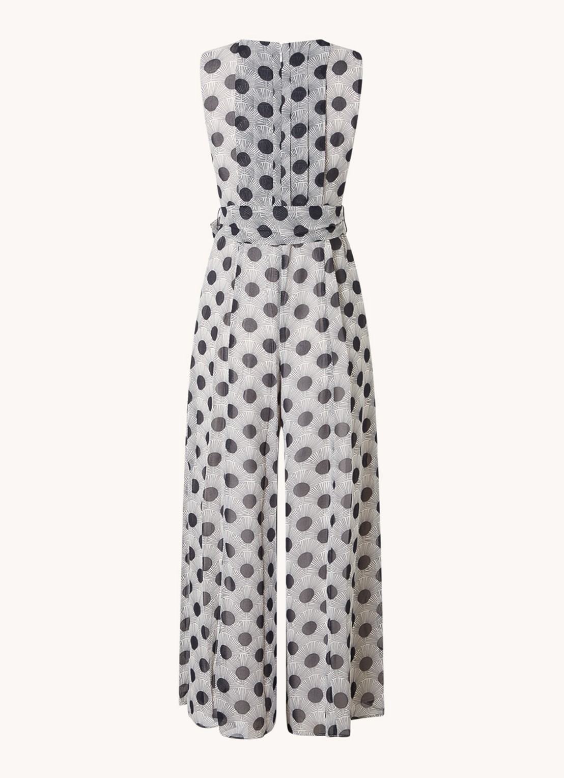 Phase Eight Janine wide fit jumpsuit met print en strikceintuur - achterkant 2 zwart