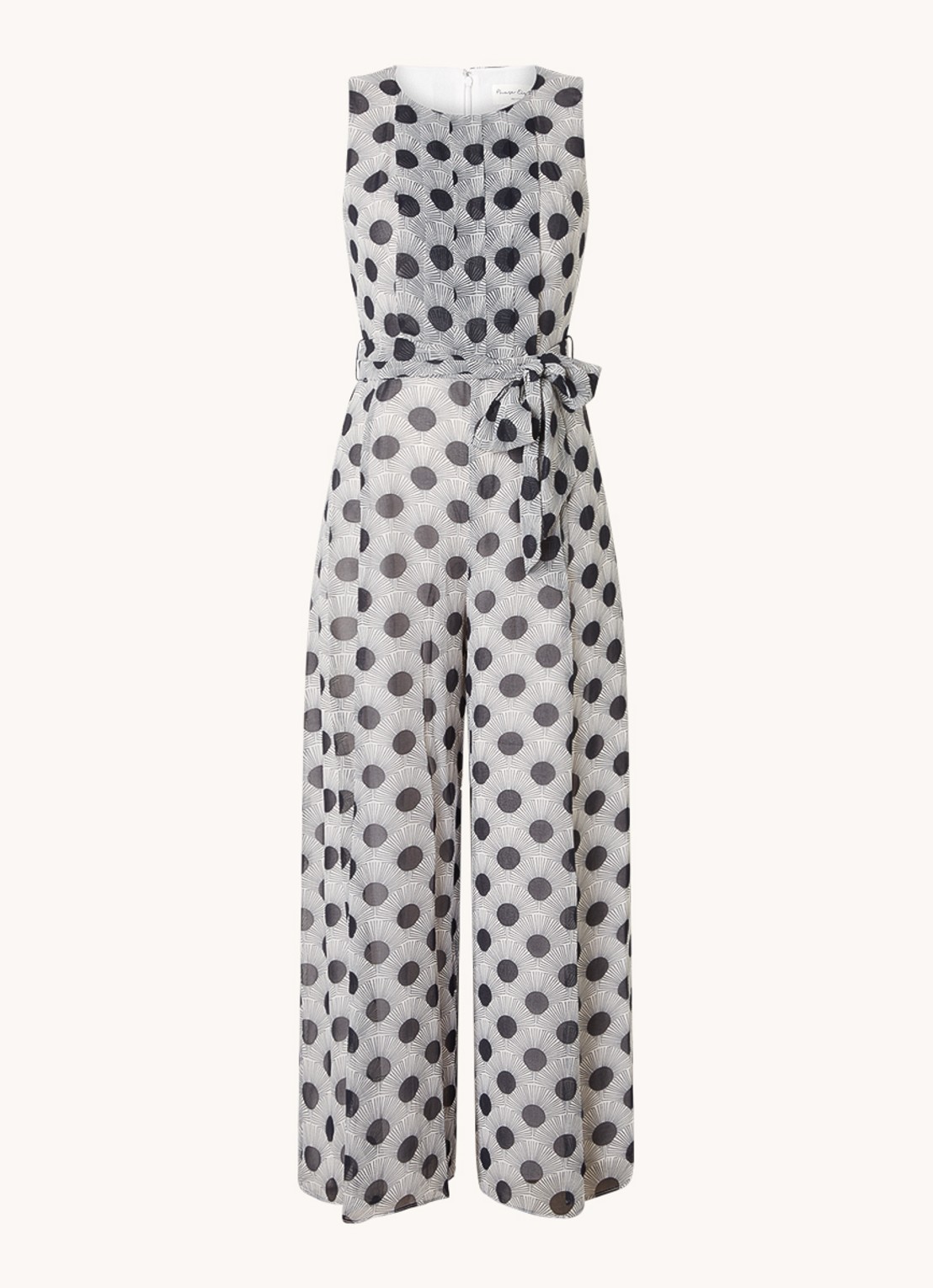 Phase Eight Janine wide fit jumpsuit met print en strikceintuur - voorkant zwart