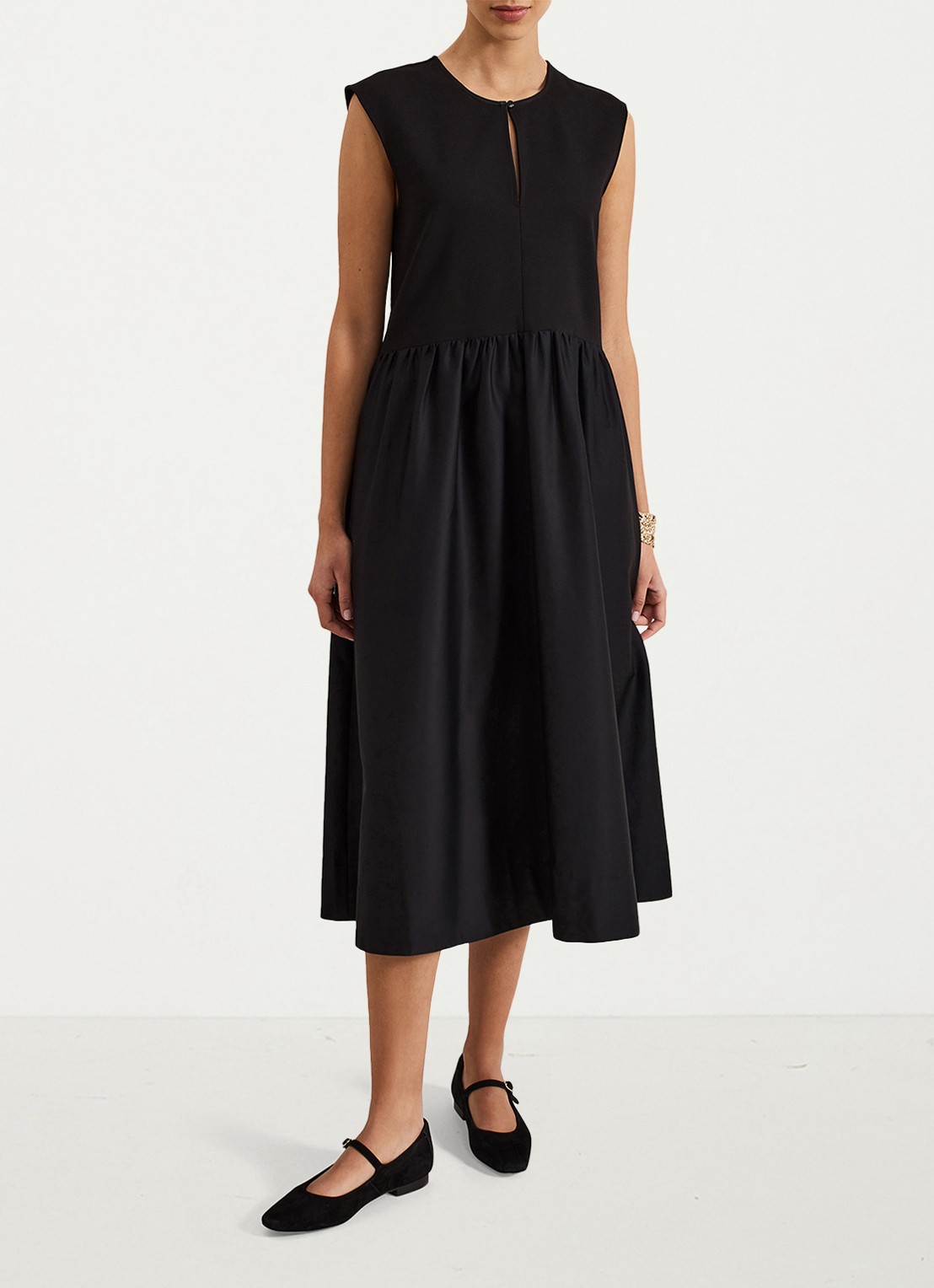 Phase Eight Jenny midi jurk met steekzakken en plooien - detail 8 zwart