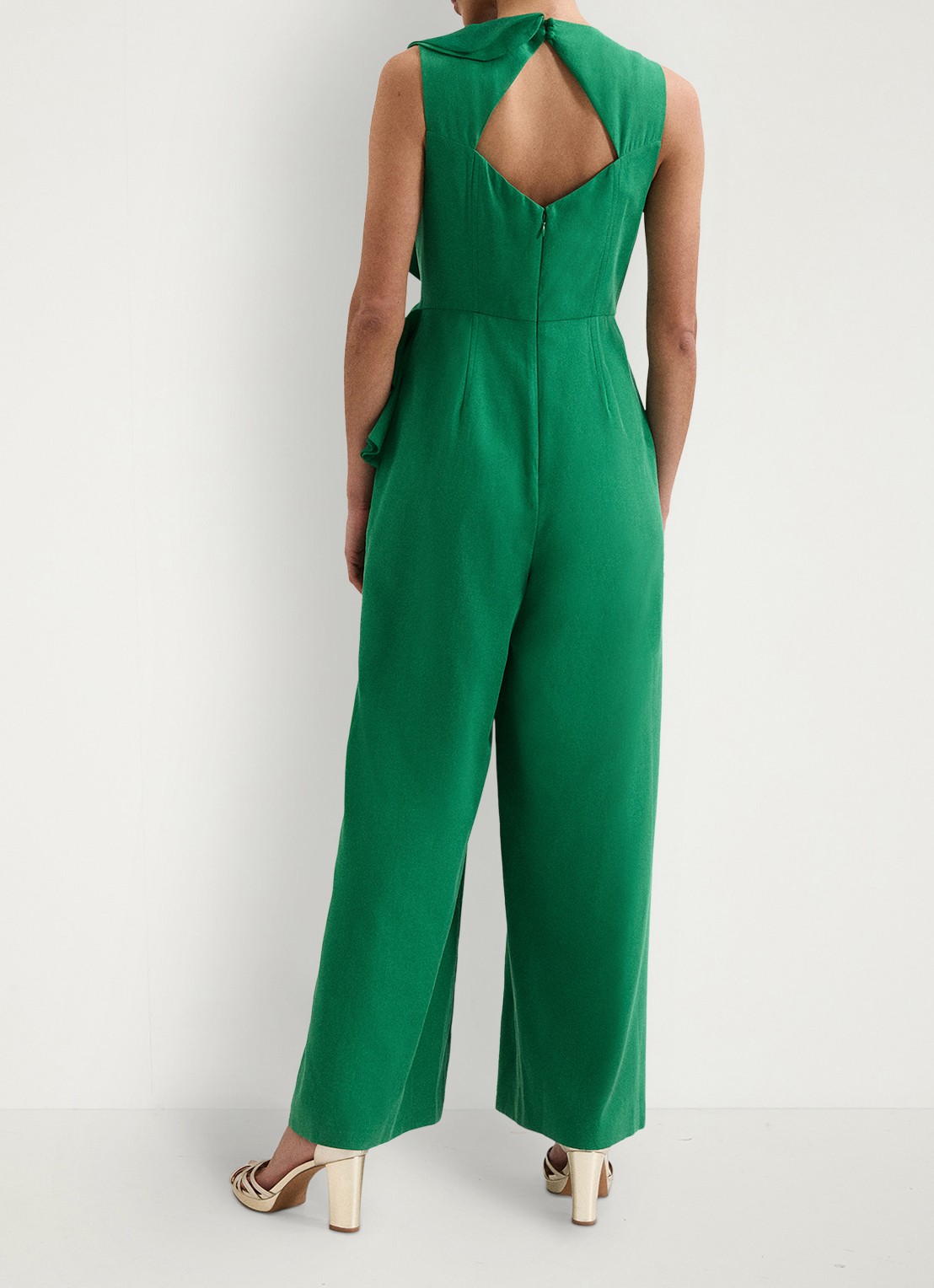 Phase Eight Jillian wide leg jumpsuit met gedrapeerd detail - achterkant 7 zeegroen