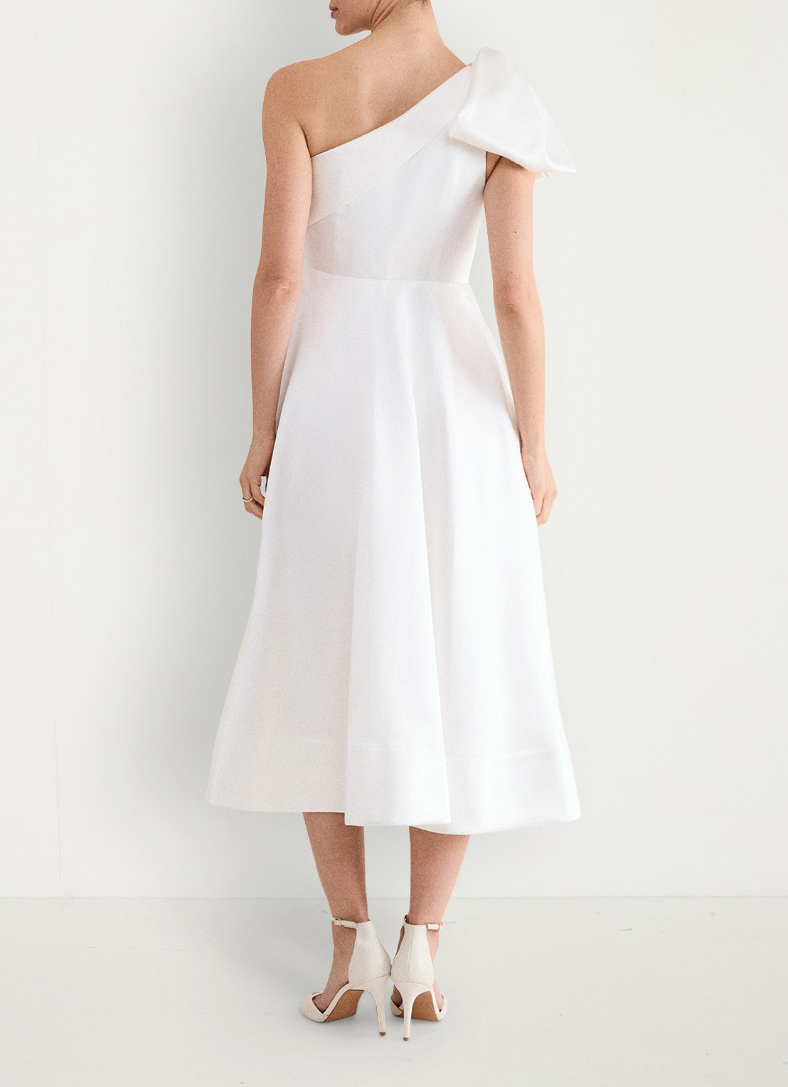 Phase Eight Josephine midi jurk met strikdetail - achterkant 6 gebroken wit