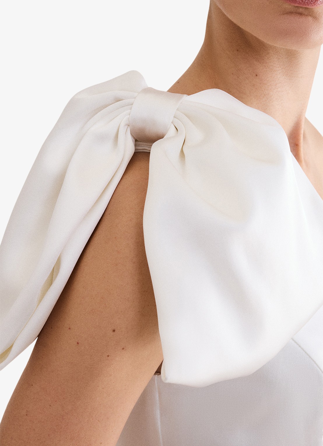 Phase Eight Josephine midi jurk met strikdetail - detail 4 gebroken wit