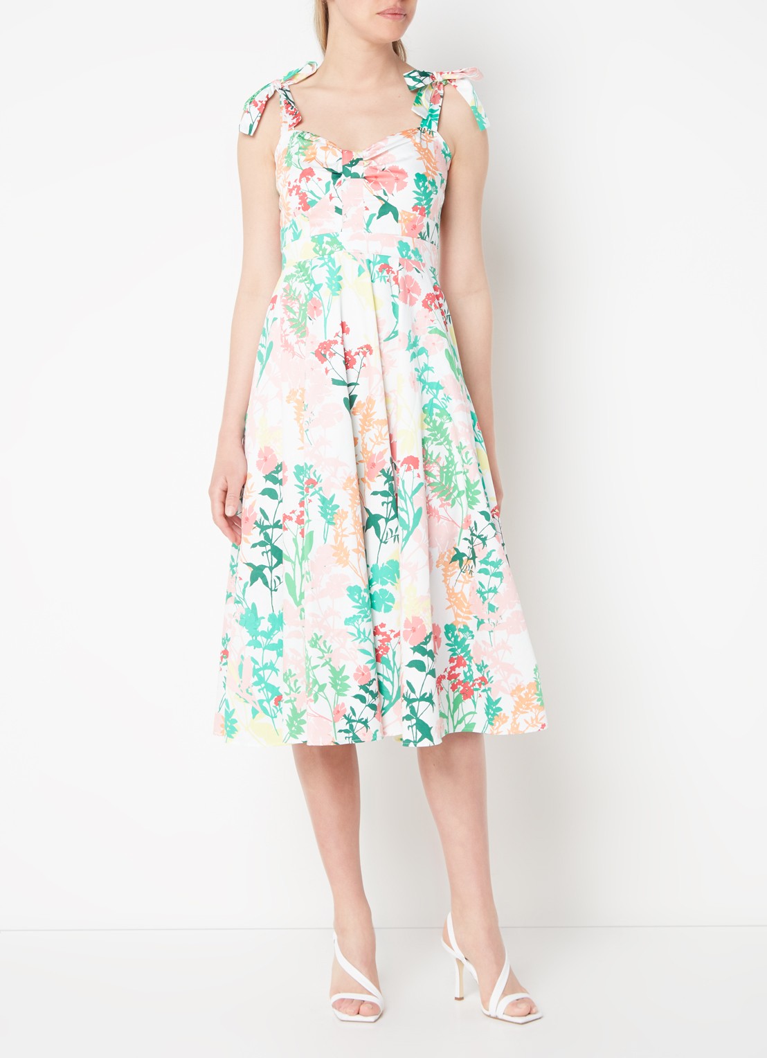 Phase Eight Joyce midi jurk met print - voorkant 3 groen