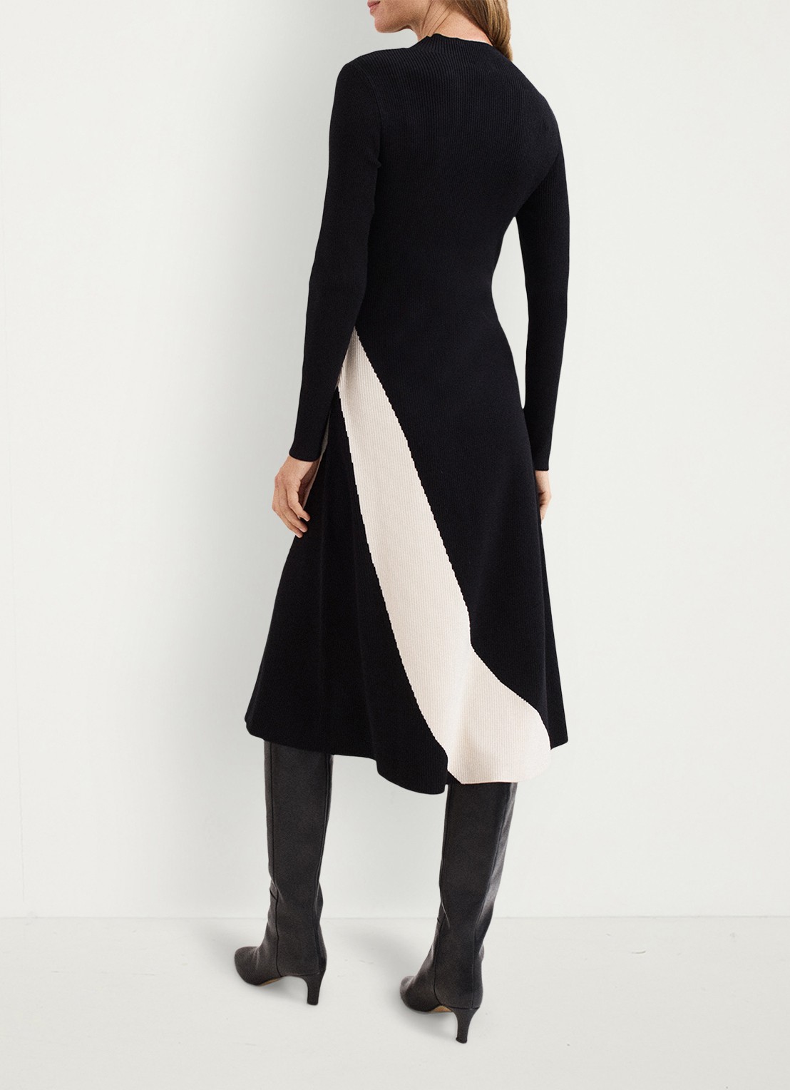 Phase Eight Julie midi jurk met gestreept detail - achterkant 6 zwart