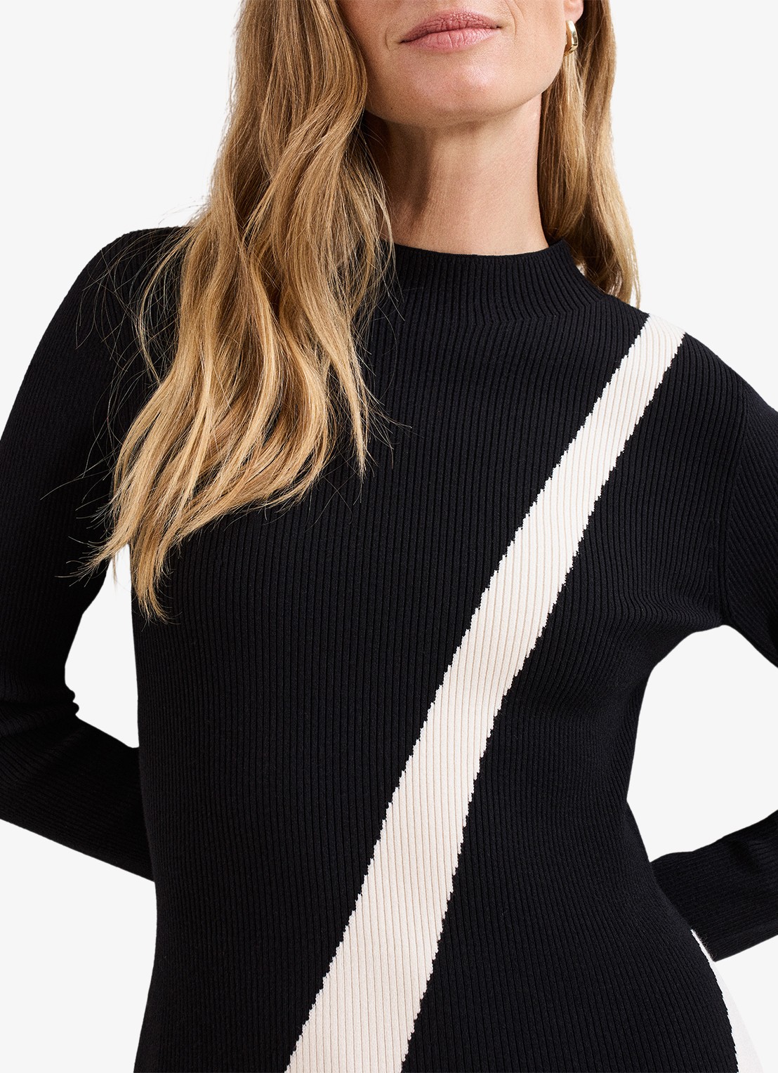 Phase Eight Julie midi jurk met gestreept detail - detail 2 zwart