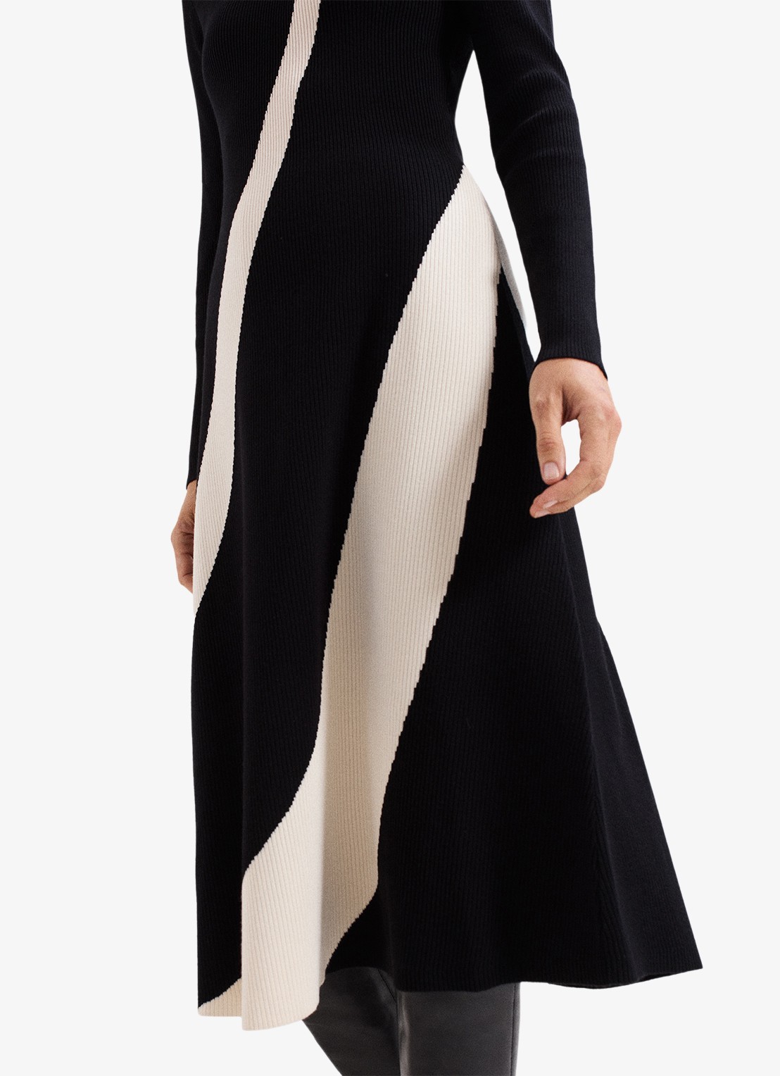 Phase Eight Julie midi jurk met gestreept detail - detail 4 zwart