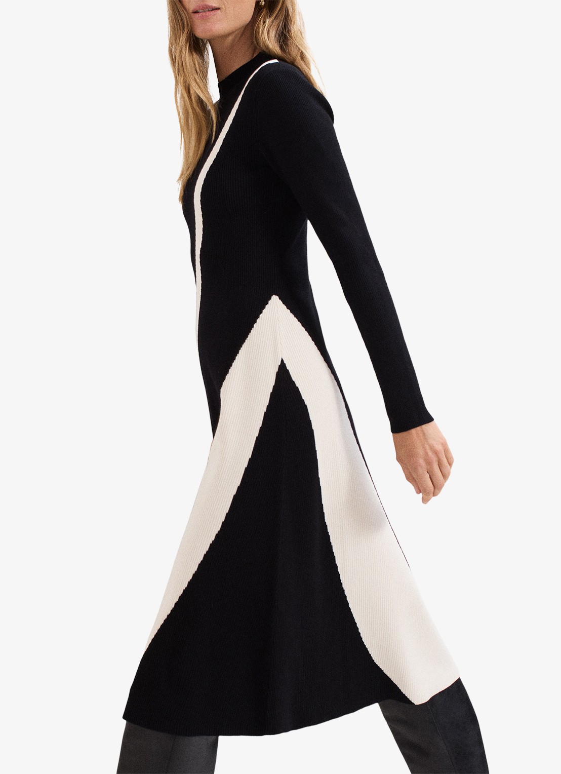 Phase Eight Julie midi jurk met gestreept detail - detail 5 zwart