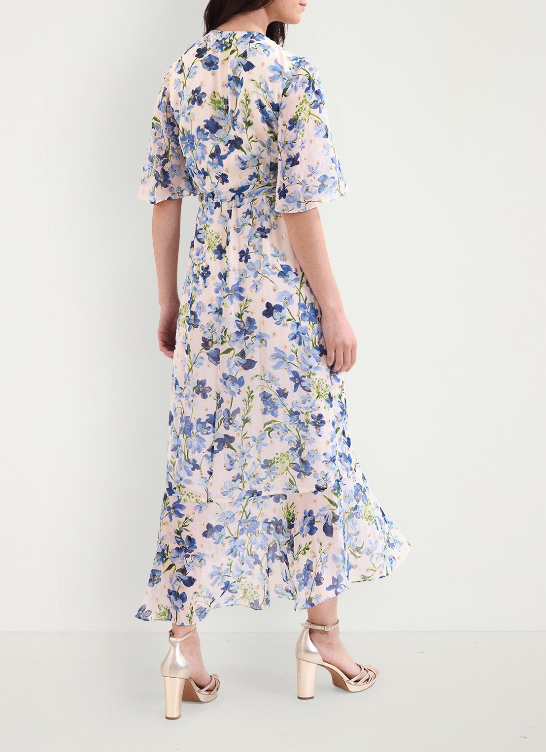 Phase Eight Juliette midi tuniekjurk met bloemenprint - achterkant blauw