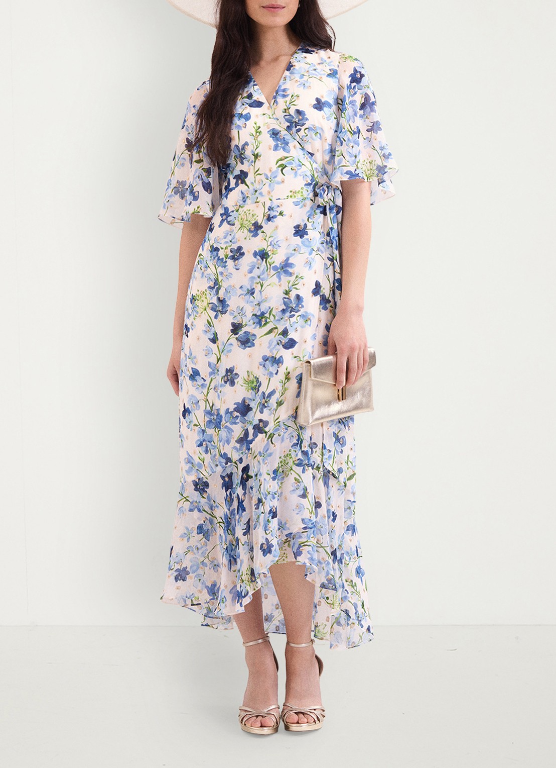 Phase Eight Juliette midi tuniekjurk met bloemenprint - voorkant 3 blauw