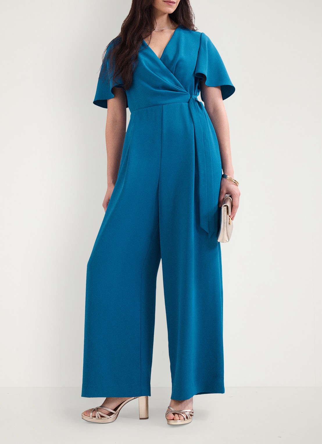 Phase Eight Julissa loose fit jumpsuit  - voorkant 7 blauw