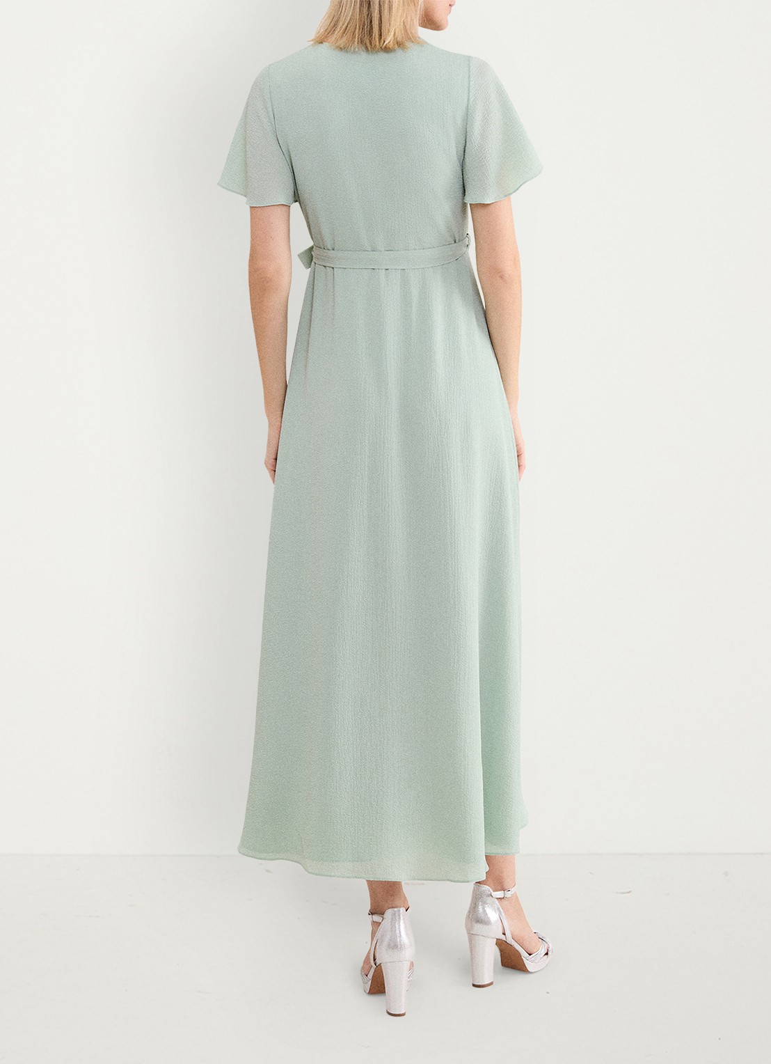 Phase Eight Julissa maxi wikkeljurk met vlindermouw - achterkant 8 lindegroen