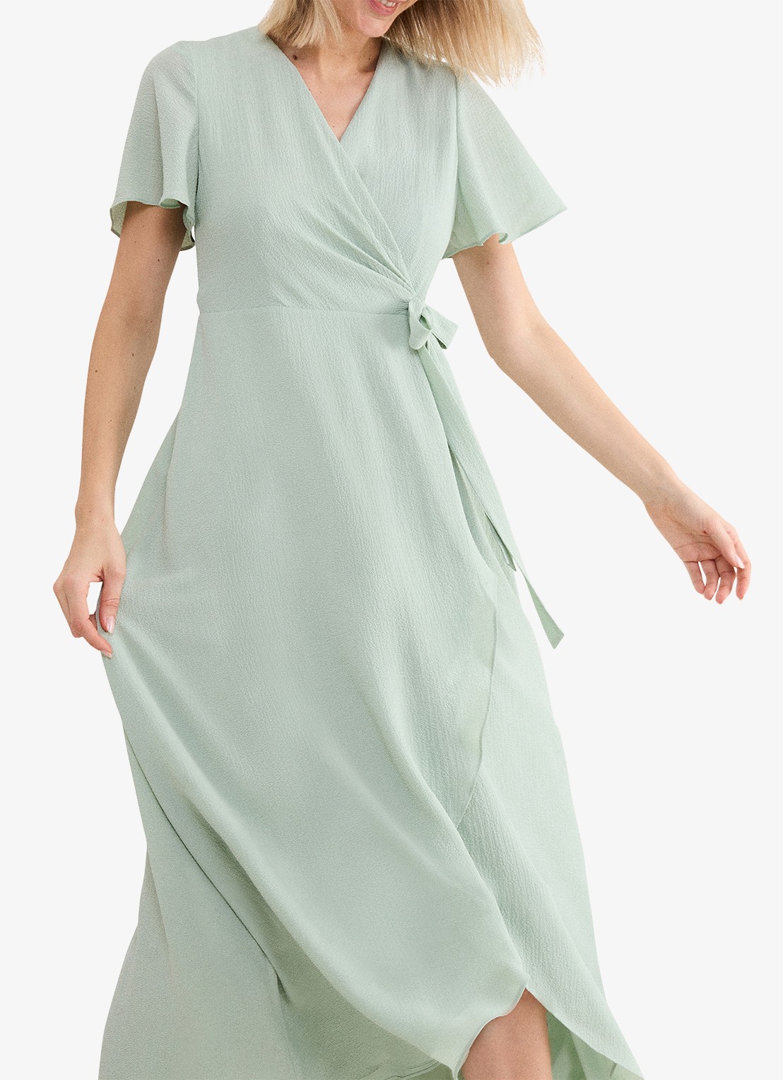 Phase Eight Julissa maxi wikkeljurk met vlindermouw - detail 3 lindegroen
