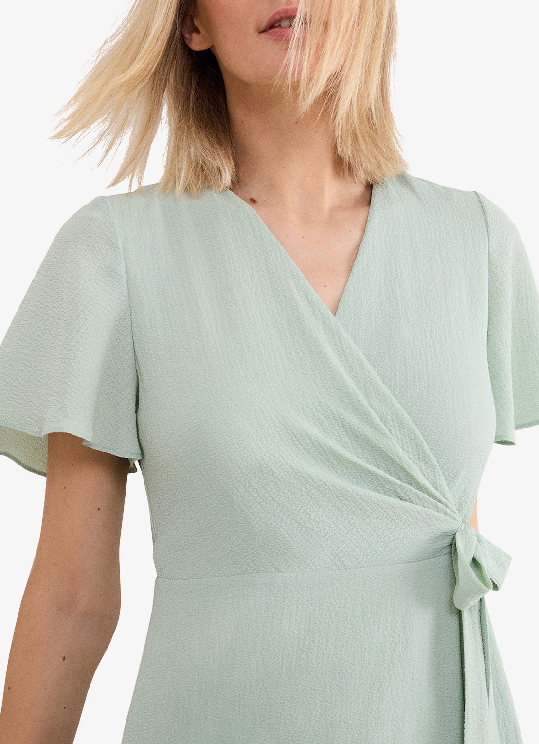 Phase Eight Julissa maxi wikkeljurk met vlindermouw - detail 4 lindegroen