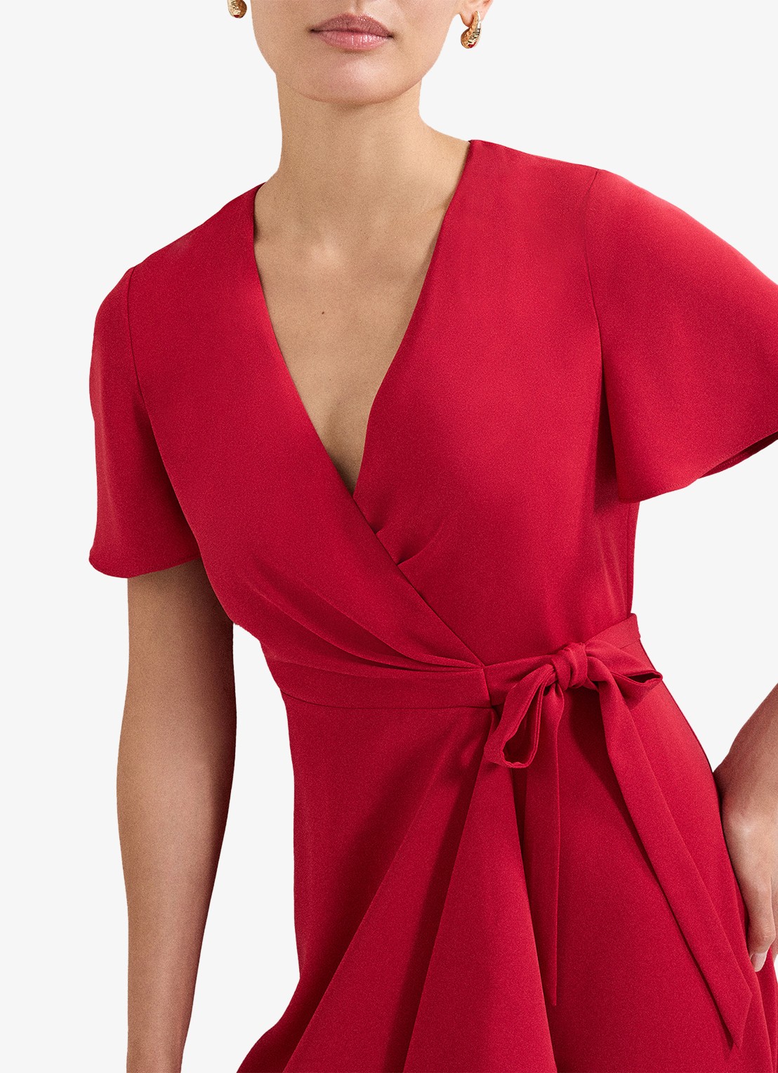Phase Eight Julissa midi jurk met strikceintuur - detail 4 koraalrood