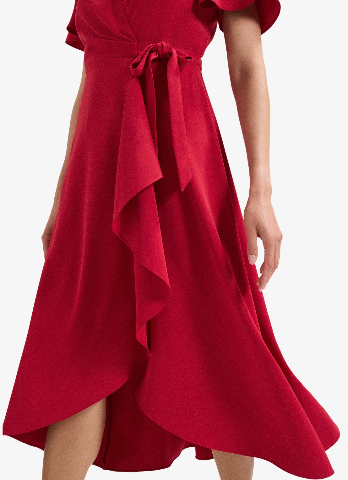 Phase Eight Julissa midi jurk met strikceintuur - detail 5 koraalrood