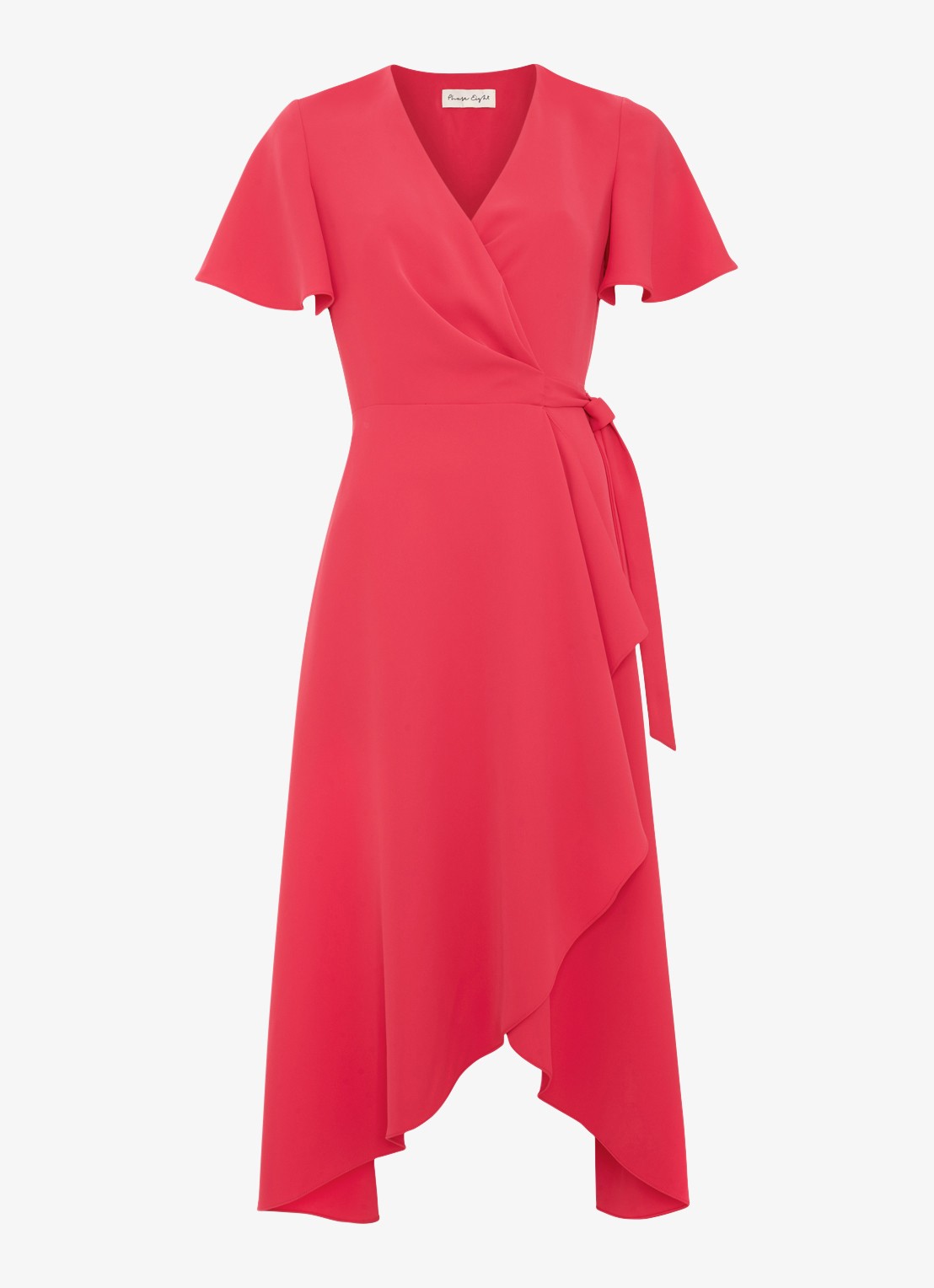 Phase Eight Julissa midi jurk met strikceintuur - voorkant roze