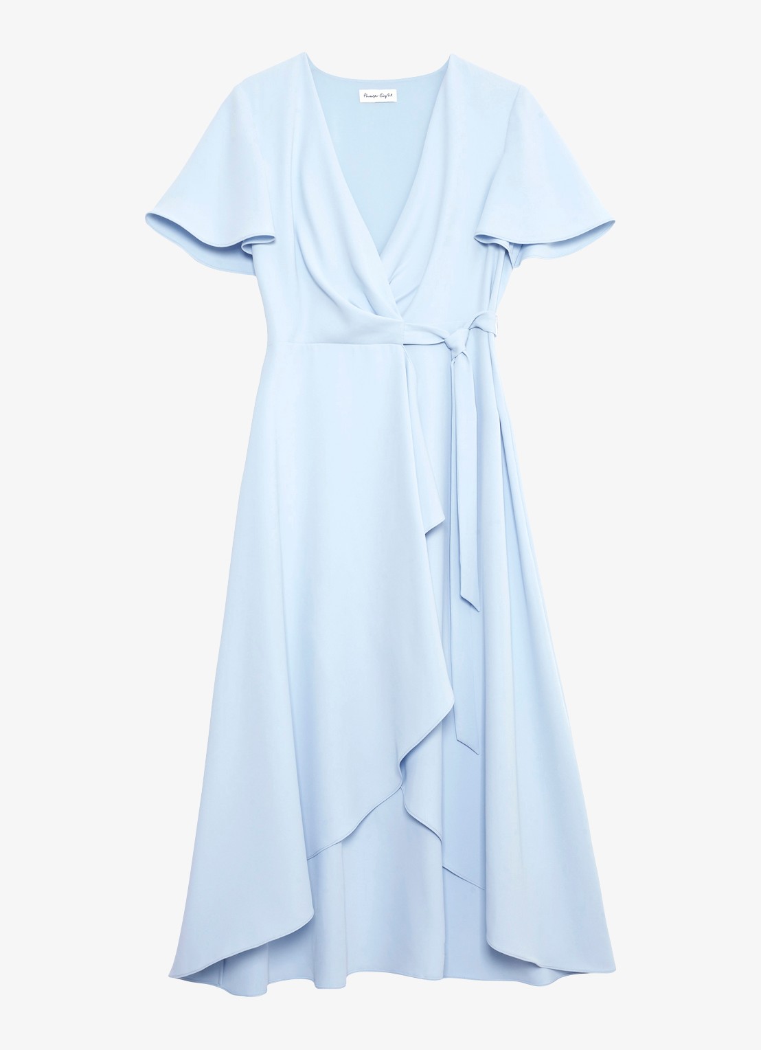 Phase Eight Julissa midi jurk met strikceintuur - voorkant 2 lichtblauw