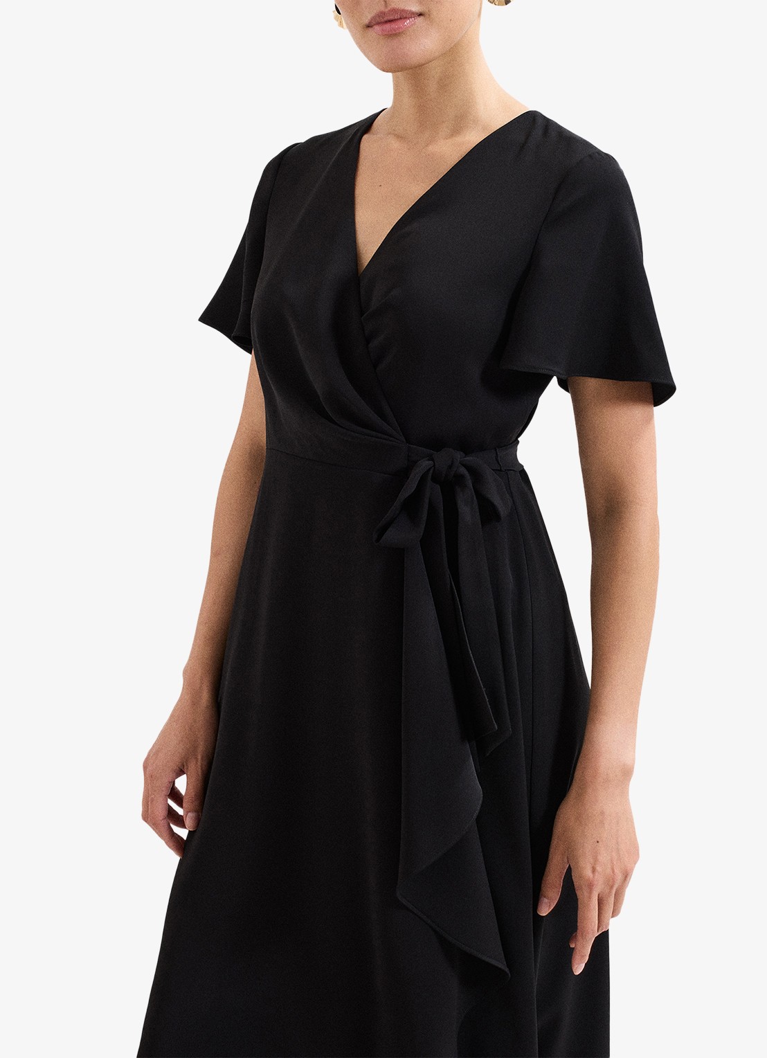 Phase Eight Julissa midi wikkeljurk met strikceintuur - detail 4 zwart