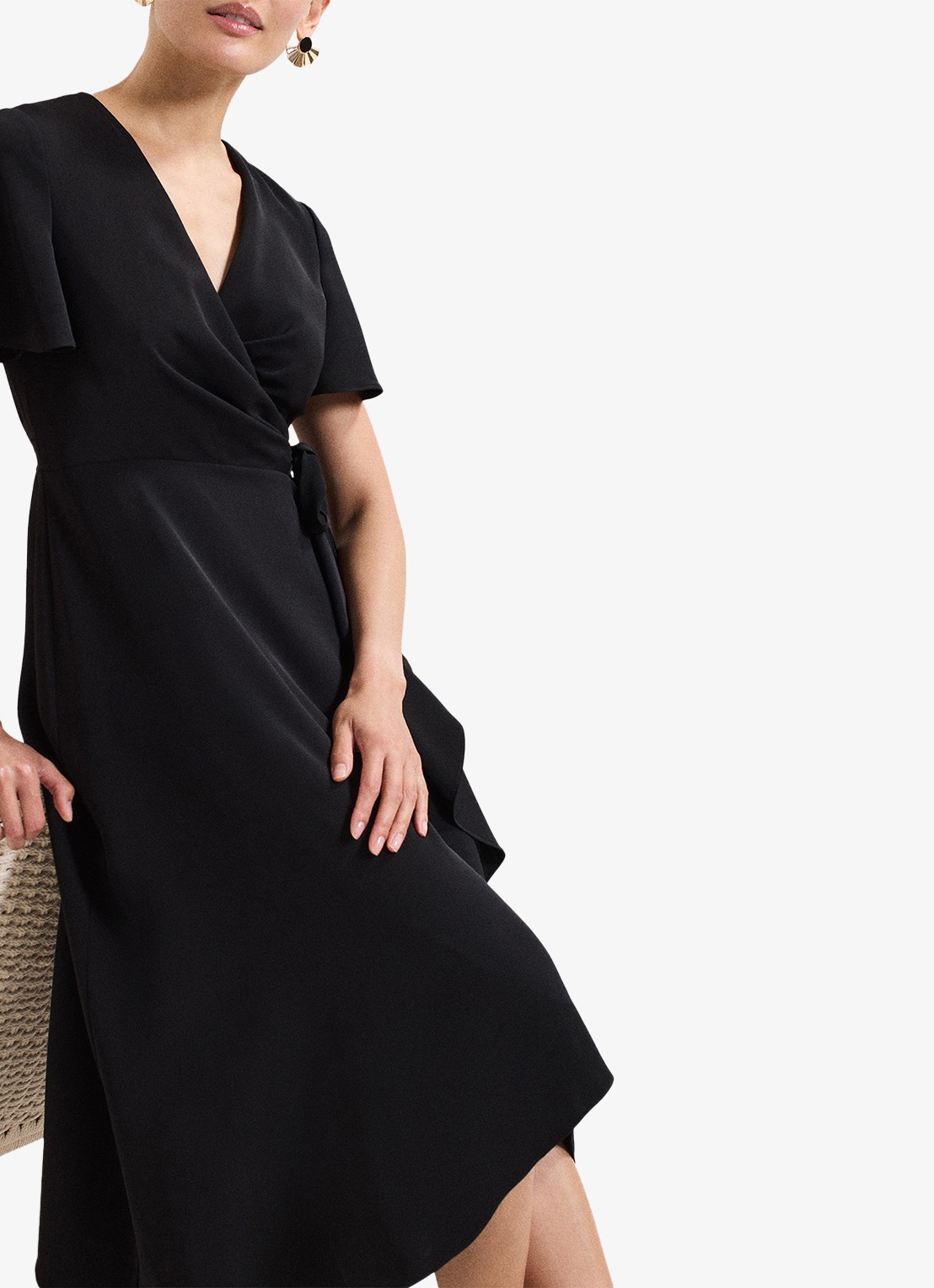 Phase Eight Julissa midi wikkeljurk met strikceintuur - detail 5 zwart