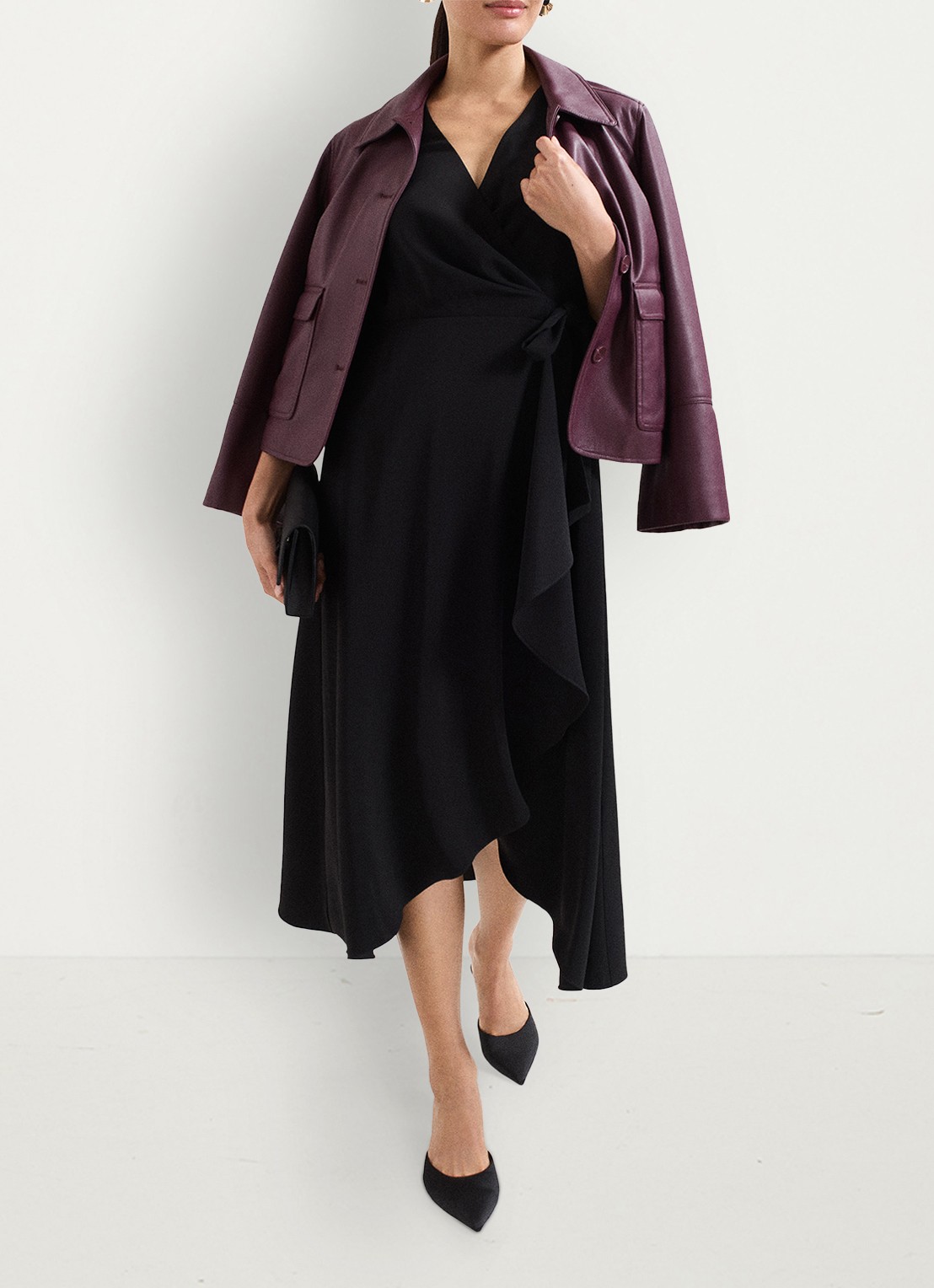 Phase Eight Julissa midi wikkeljurk met strikceintuur - detail 7 zwart