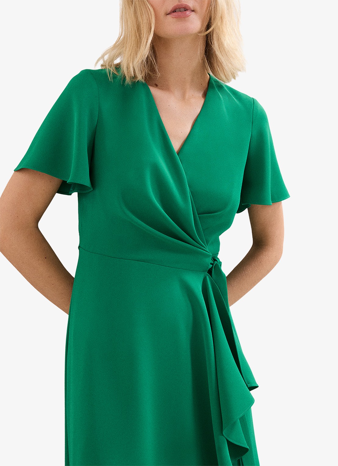 Phase Eight Julissa midi wikkeljurk met strikceintuur - detail 2 groen