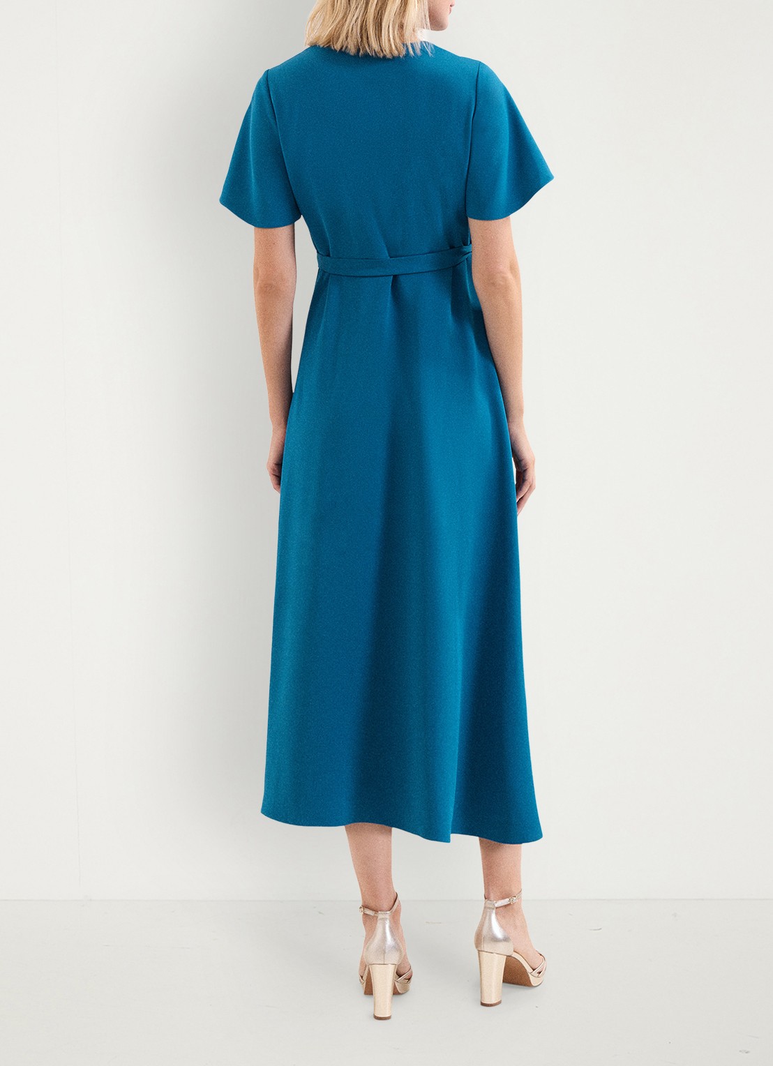 Phase Eight Julissa midi wikkeljurk met strikceintuur - achterkant 3 blauw
