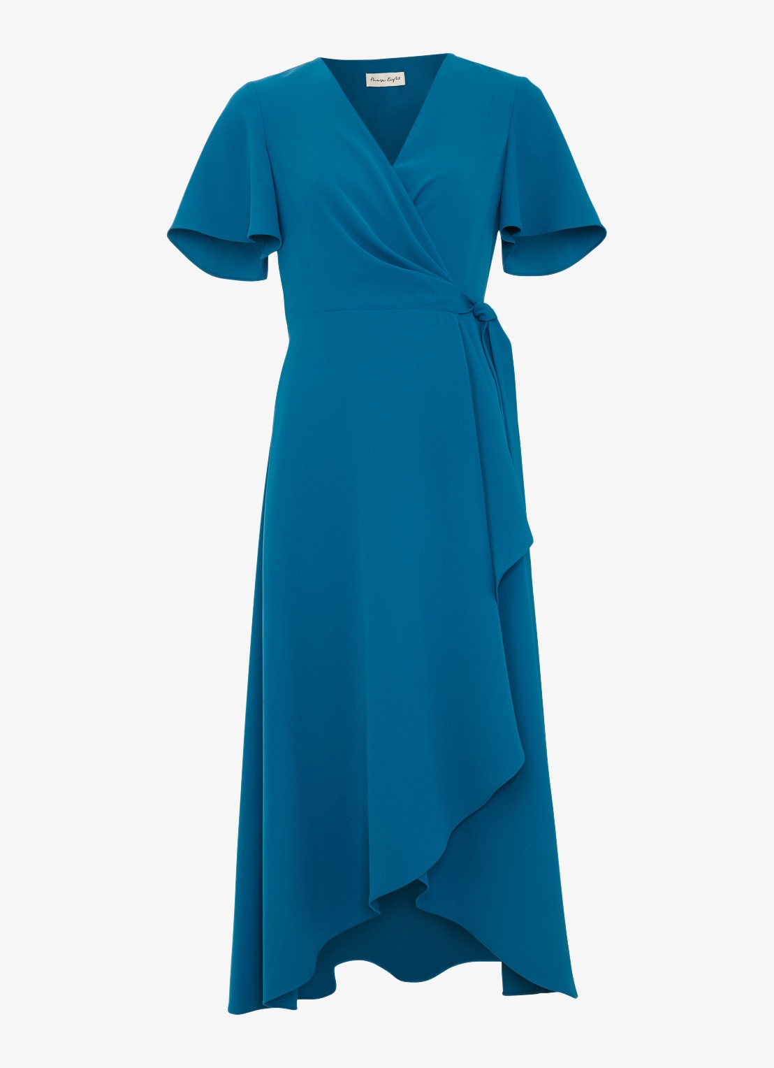 Phase Eight Julissa midi wikkeljurk met strikceintuur - voorkant blauw