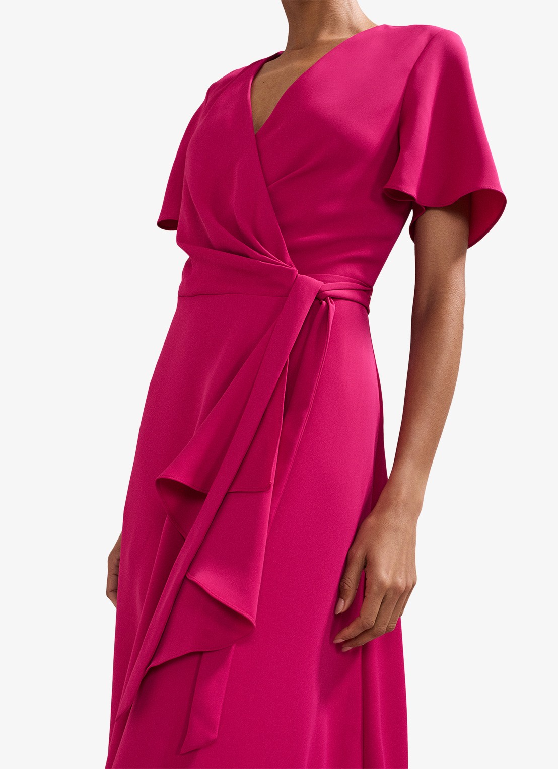 Phase Eight Julissa midi wikkeljurk met V-hals - detail 3 donkerroze