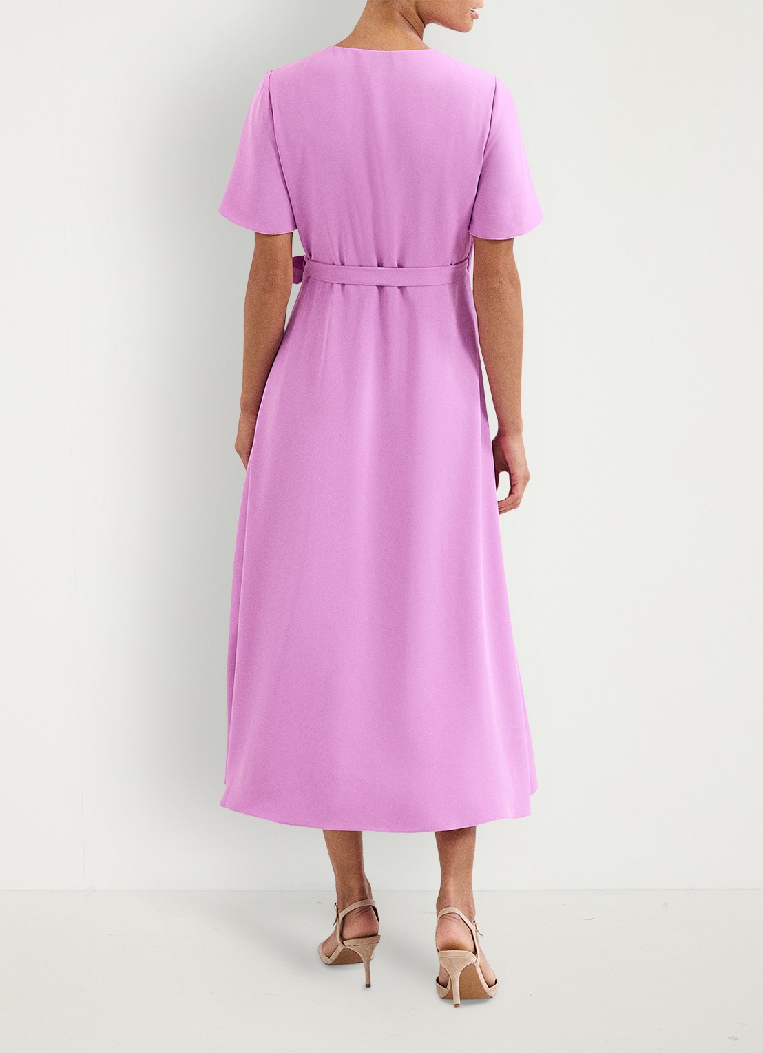 Phase Eight Julissa midi wikkeljurk met vleermuismouw - achterkant 8 paars