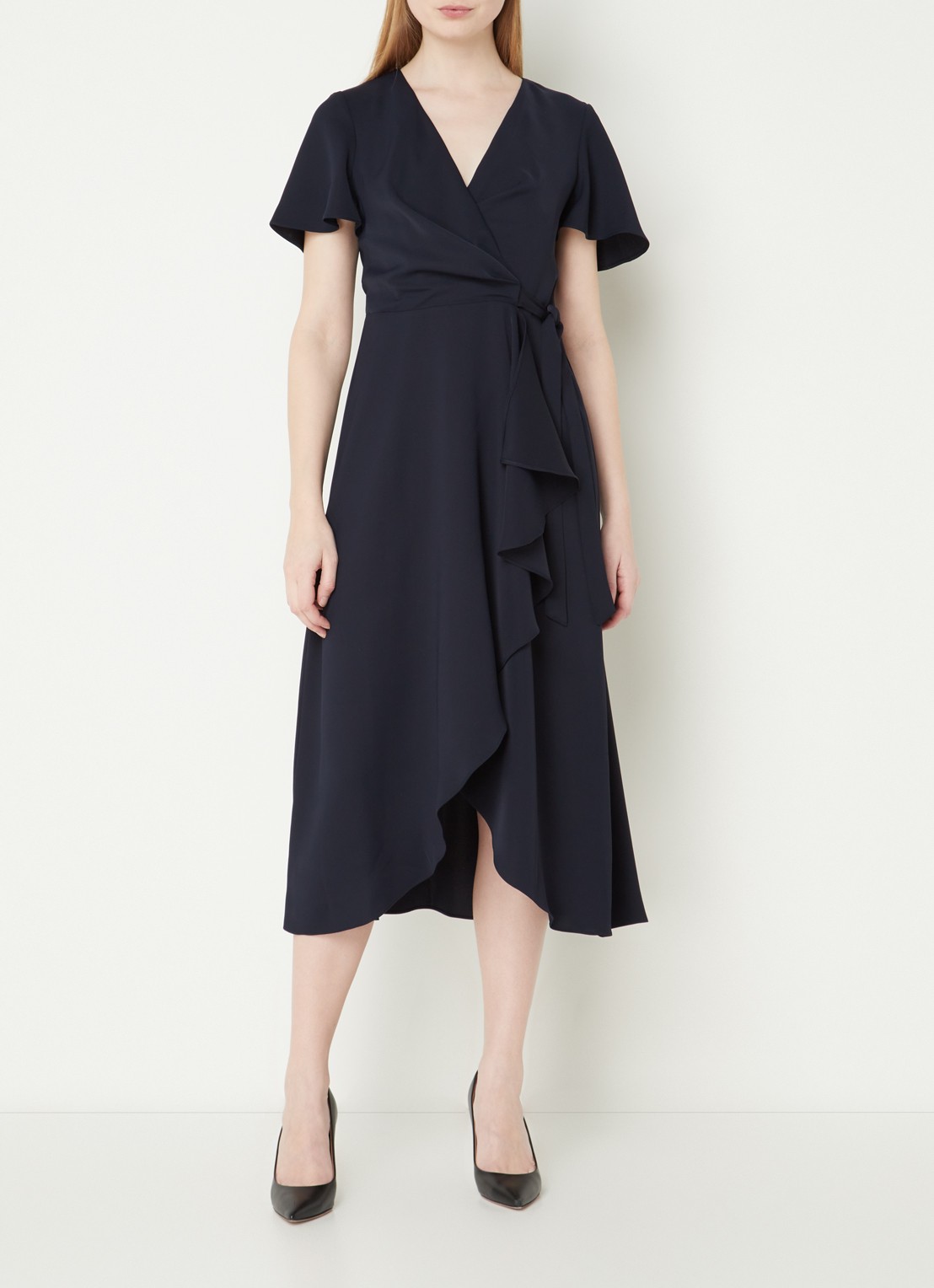 Phase Eight Julissa Wrap Dress Navy 08 - voorkant 2 donkerblauw