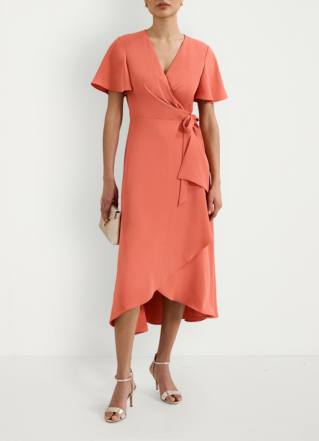 Phase Eight Julissamidi jurk met geknoopt detail - voorkant 2 orange