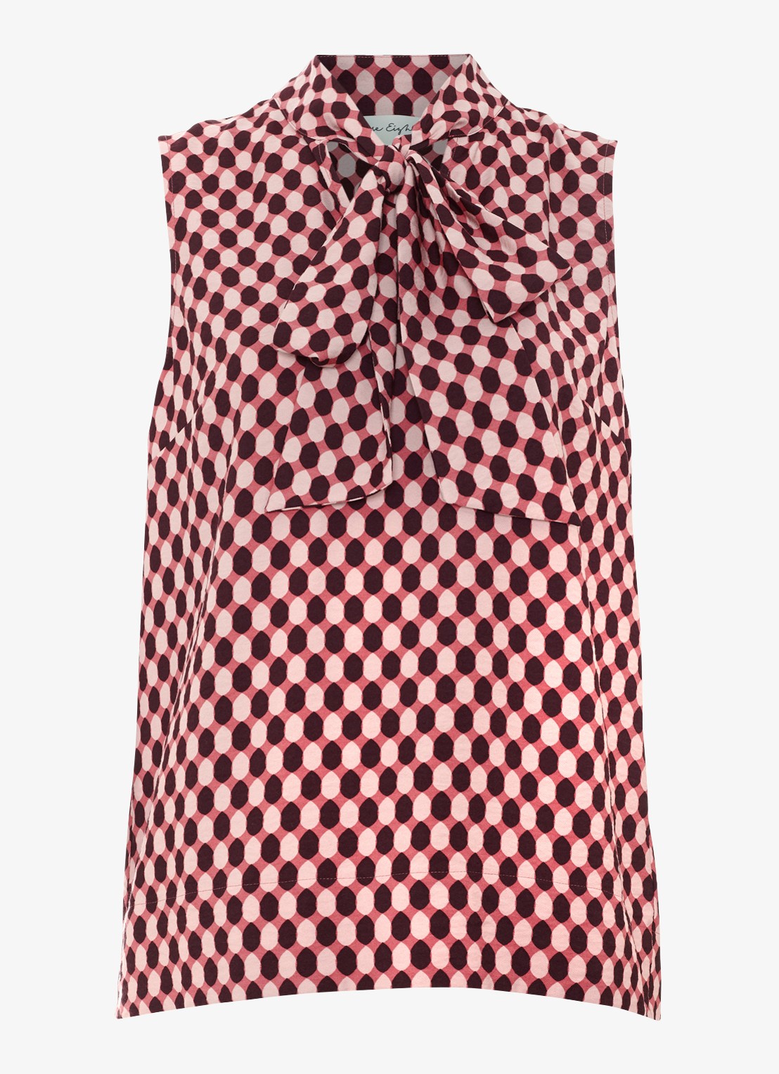 Phase Eight Junie mouwloze top met sjaalkraag en grafische print - voorkant roze